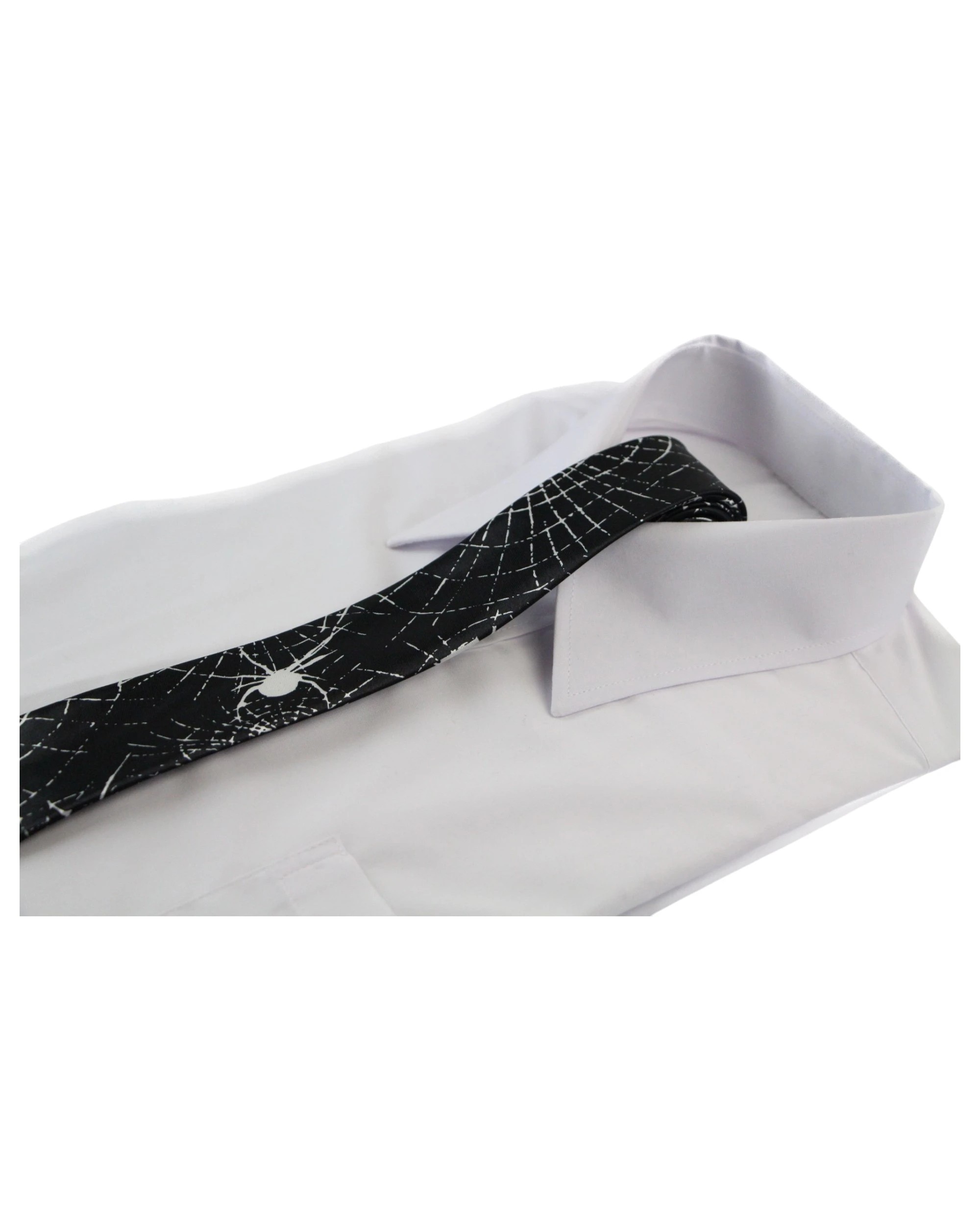 3 Zasel Mens Black & White Spider Web 5cm Skinny Neck Tie - Multi, 3 of 3