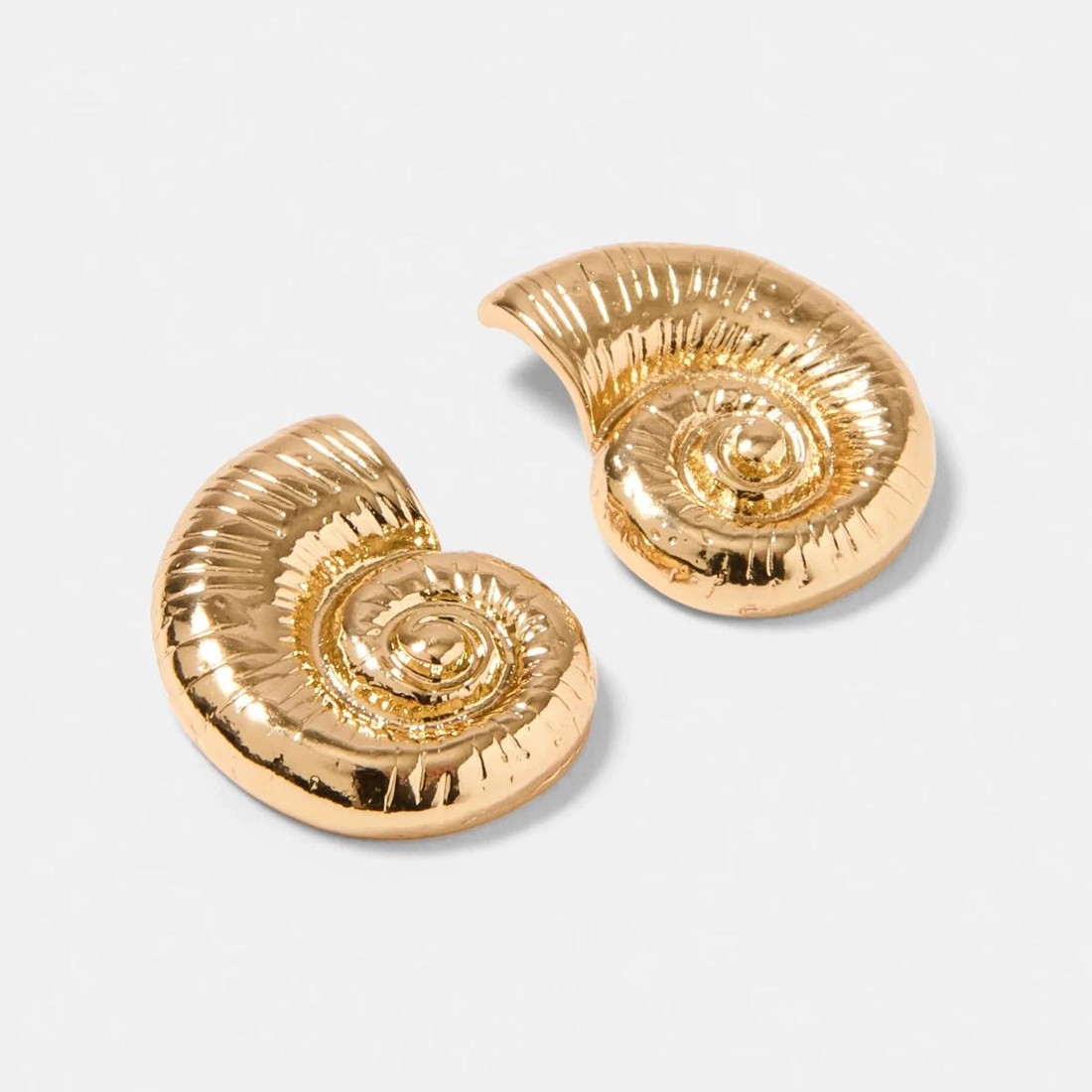 2 Sundial Shell Stud Earrings - Gold Tone, 2 of 8