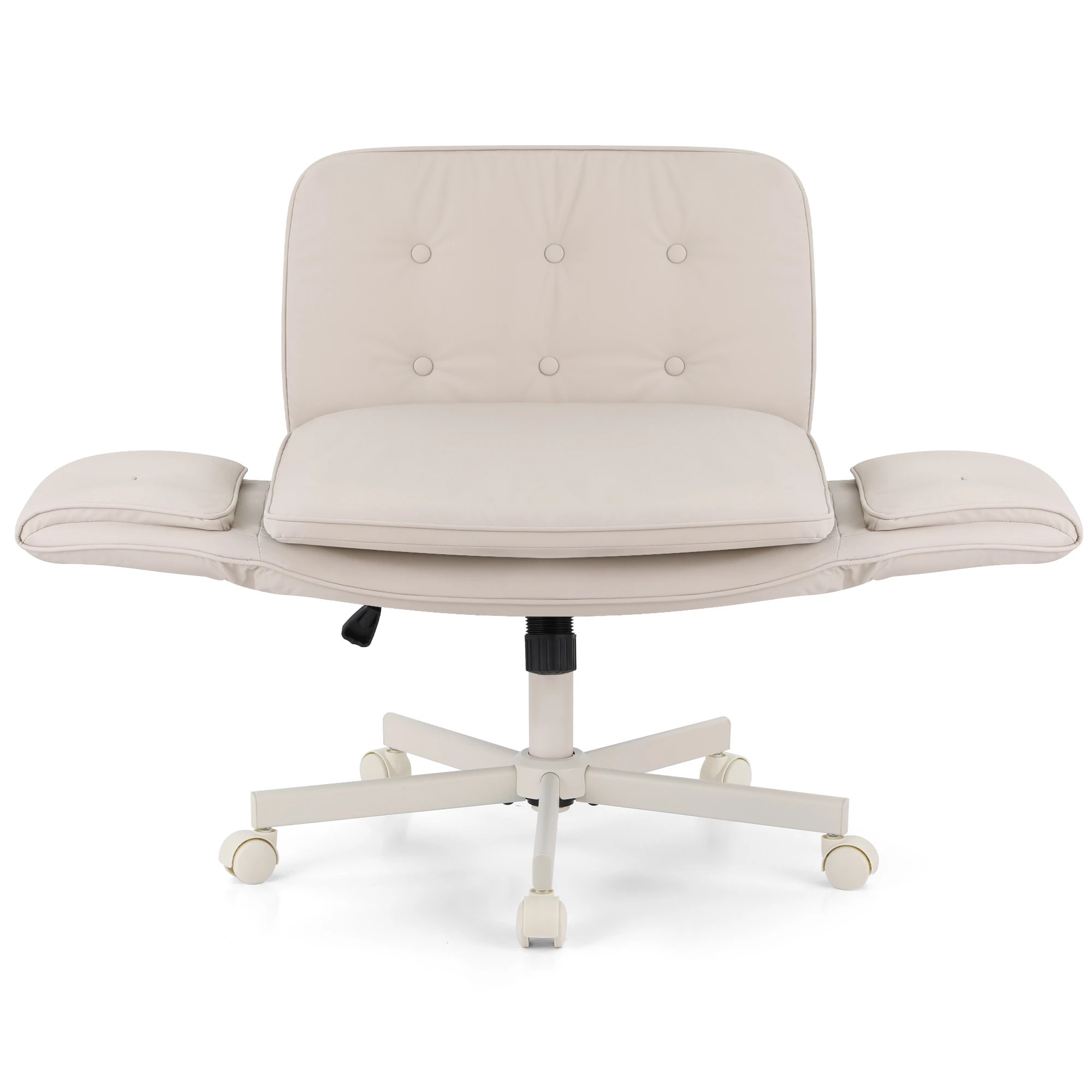 1 Artiss Criss Cross Chair with Wheels & Adjustable Armrests, Ergonomic Cross Legged Office Desk Chair - Natural, 1 of 7