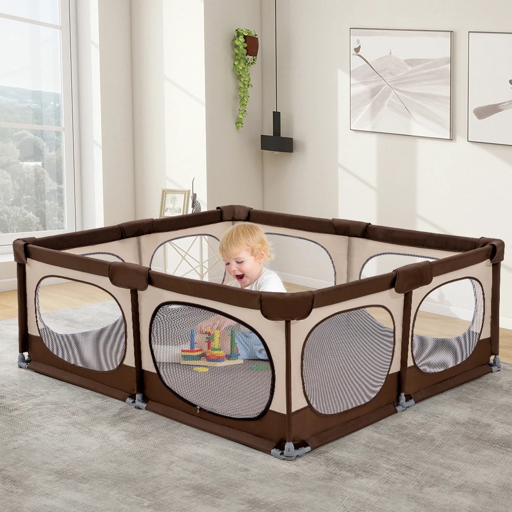 3 Playpals Baby Playpen Child Safety Gate Kids Playpen Child Play 150x180cm - Brown, 3 of 3