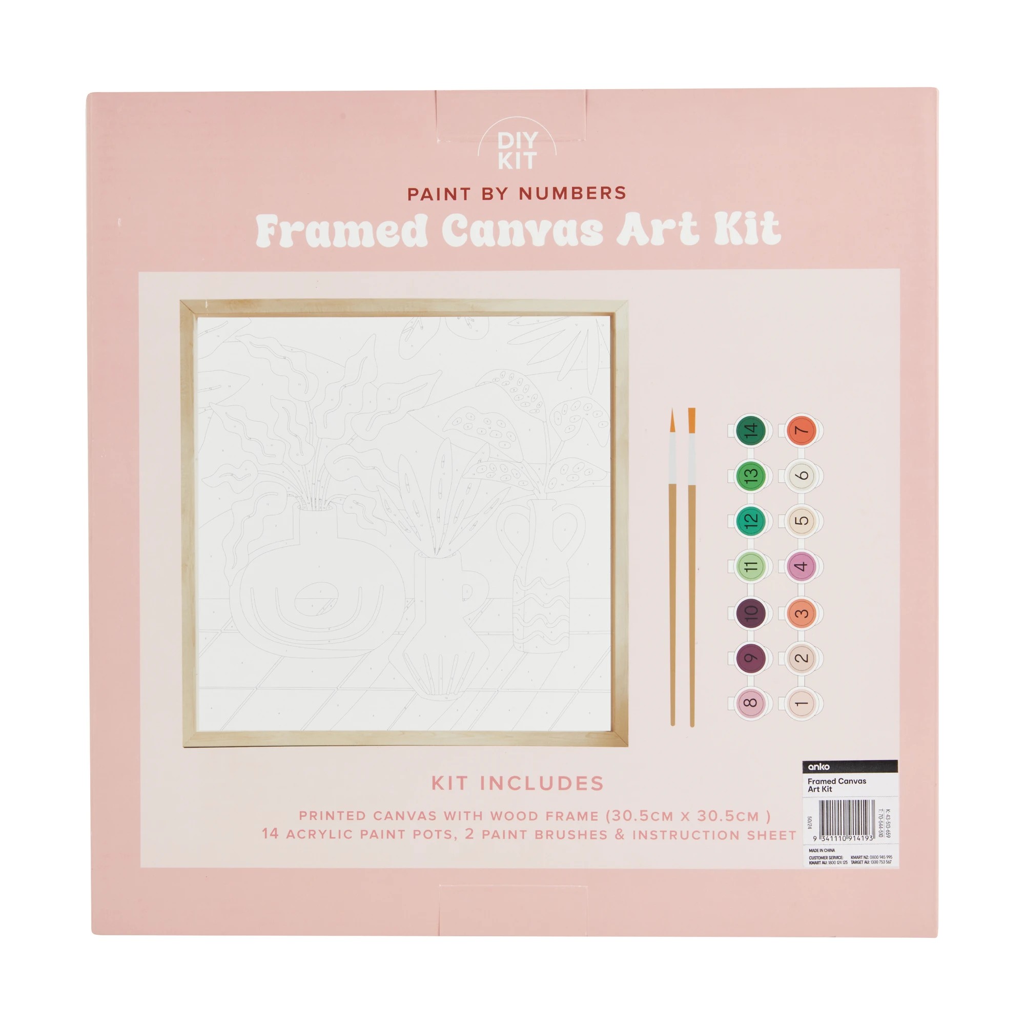 4 Paint By Numbers Framed Canvas DIY Art Kit, 4 of 4