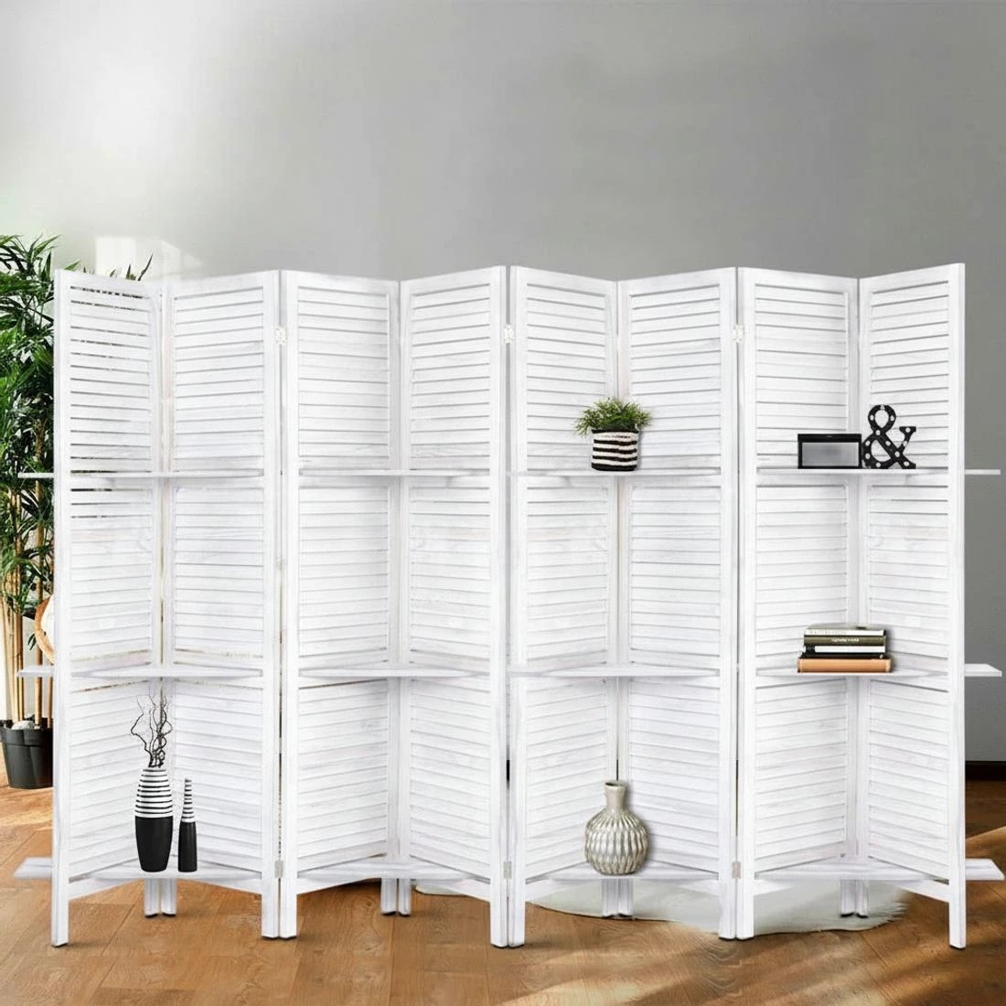 7 Artiss 8 Panel Room Divider Screen 326x170cm Shelf - White, 7 of 8