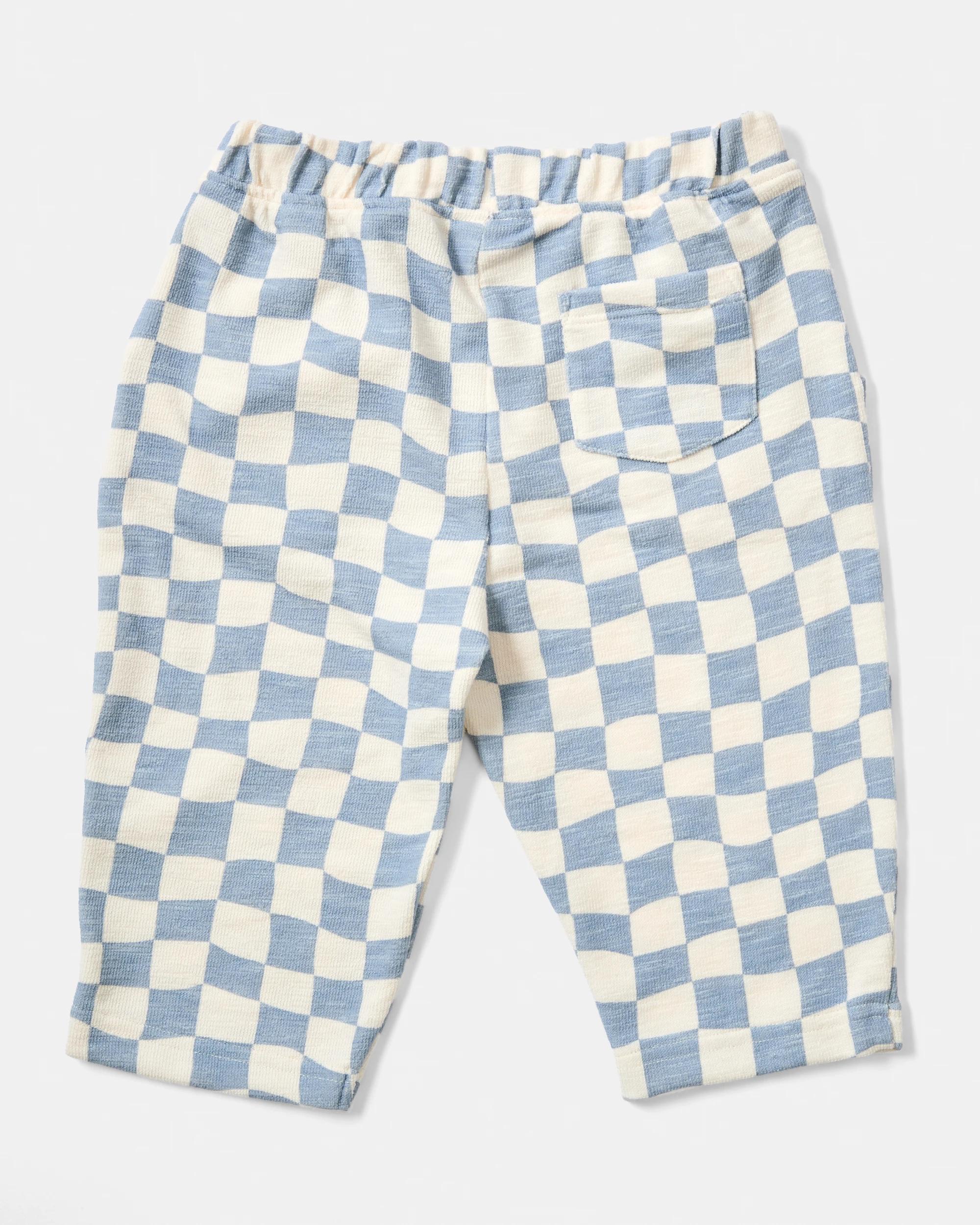 2 Barrel Leg Knit Pants Blu Chk, 2 of 3