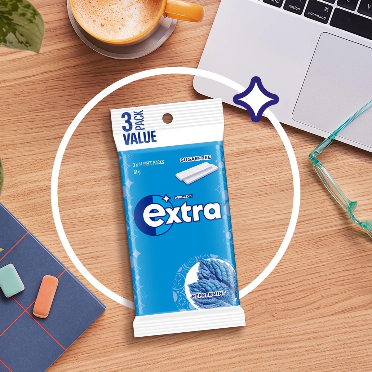 3 Wrigley's 3 Pack Extra Peppermint Chewing Gum 81g, 3 of 5