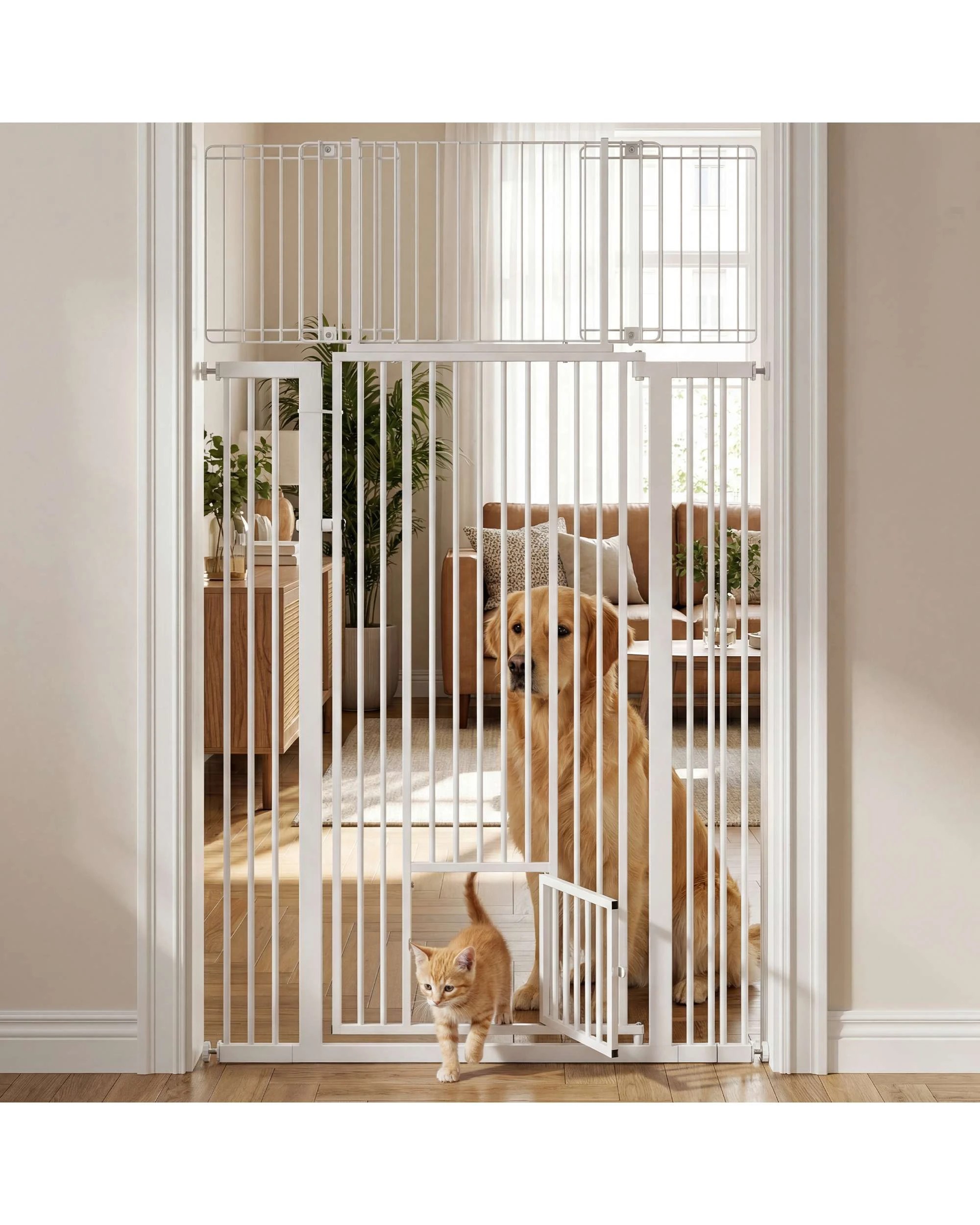 2 Advwin 1.8M Extra Tall Pet Safety Gate Security Doors Dog Fence, 2 of 5