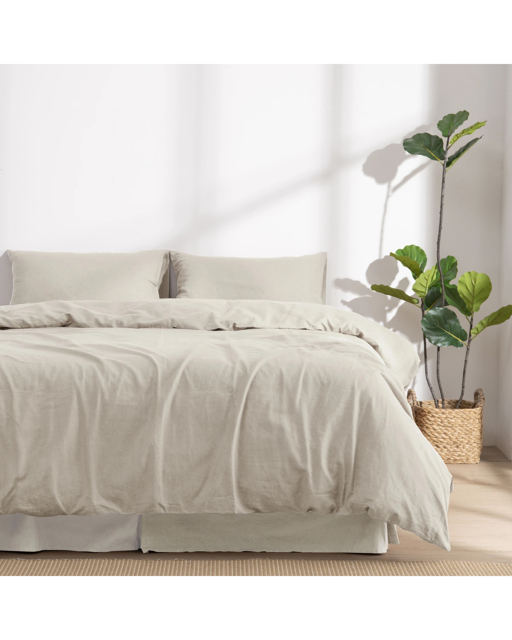 1 Dreamaker Linen Cotton Quilt Cover Set - Queen Bed - Oatmeal, 1 of 8