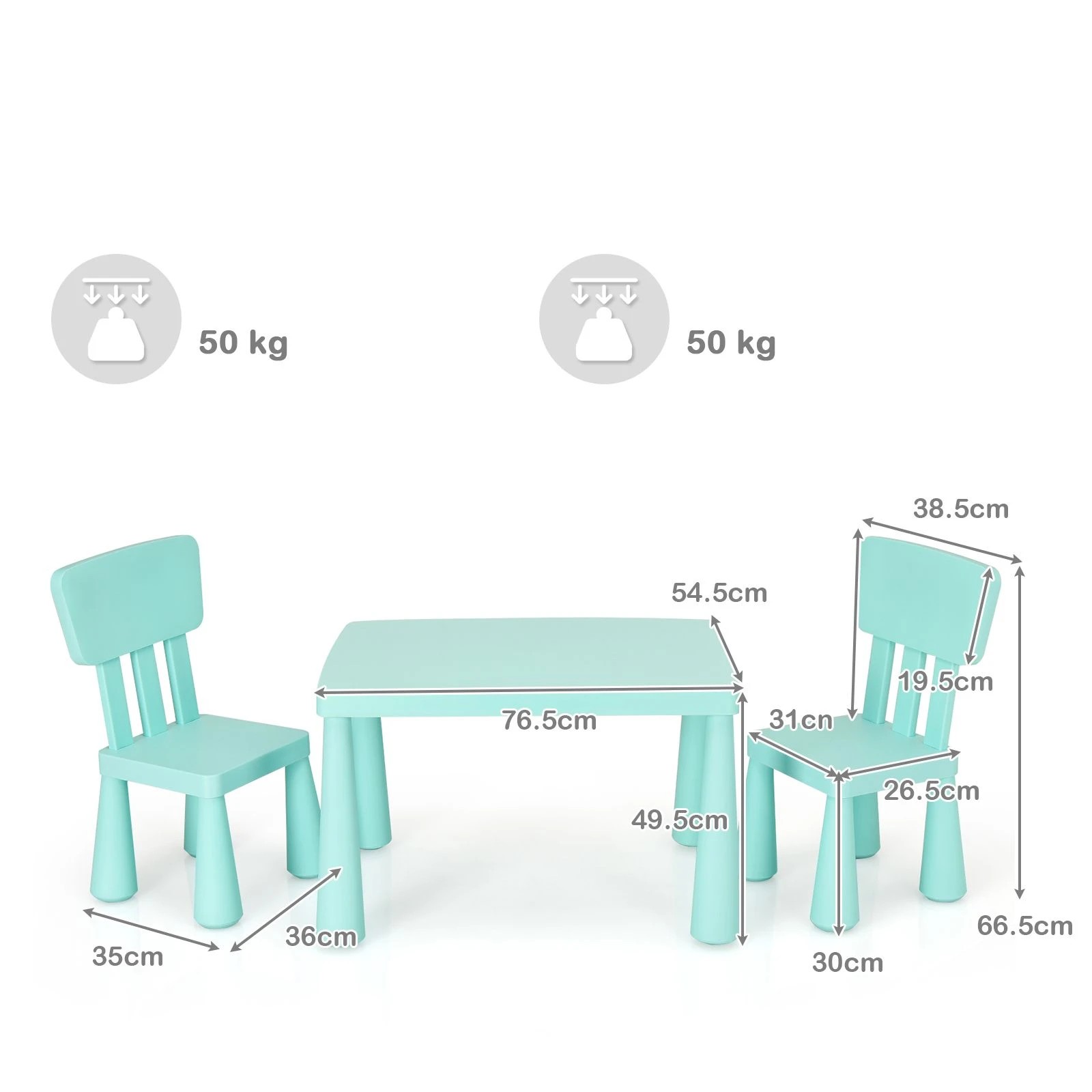 4 Costway Kids Table & Chairs Set Study Drawing Desk - Green, 4 of 5