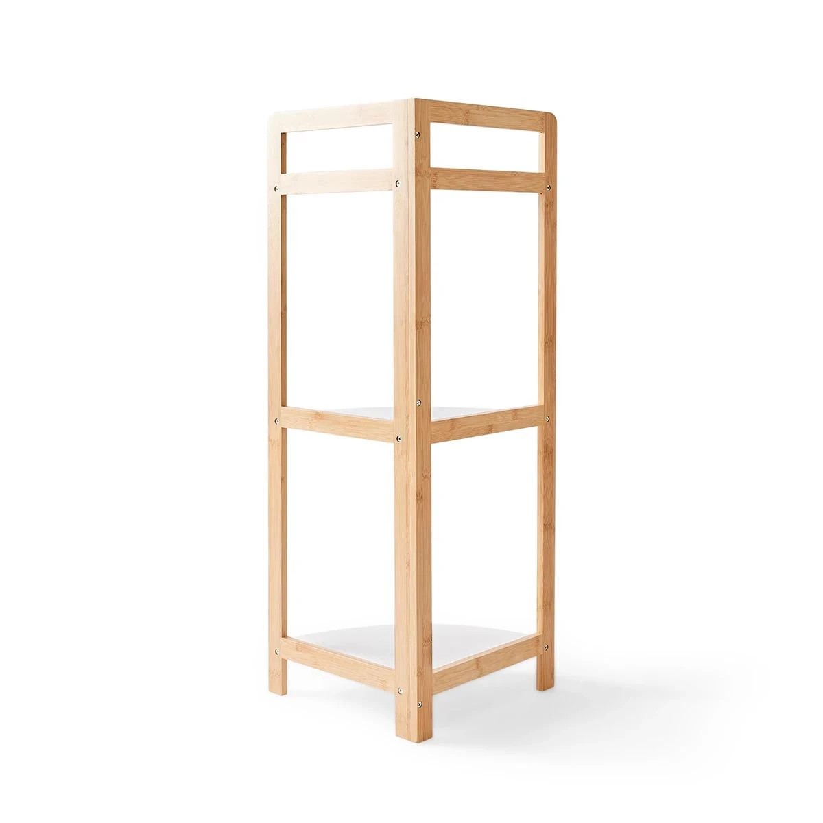 9 Bamboo and White 3 Tier Corner Shelf, 9 of 11