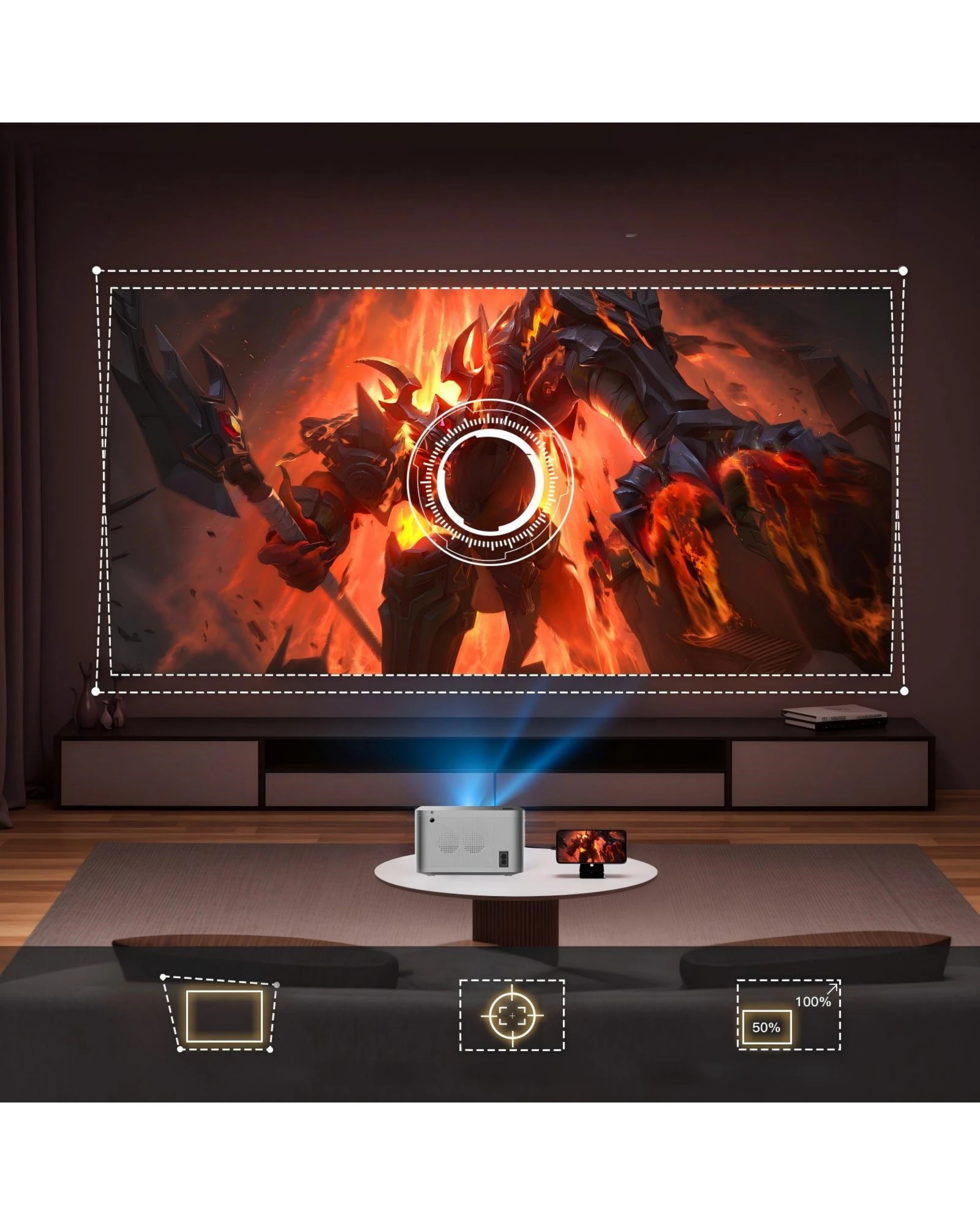 4 Advwin Movie Projector 4K Support with Dual Band WiFi 6 BT 5.0 Remote Control - Silver, 4 of 6