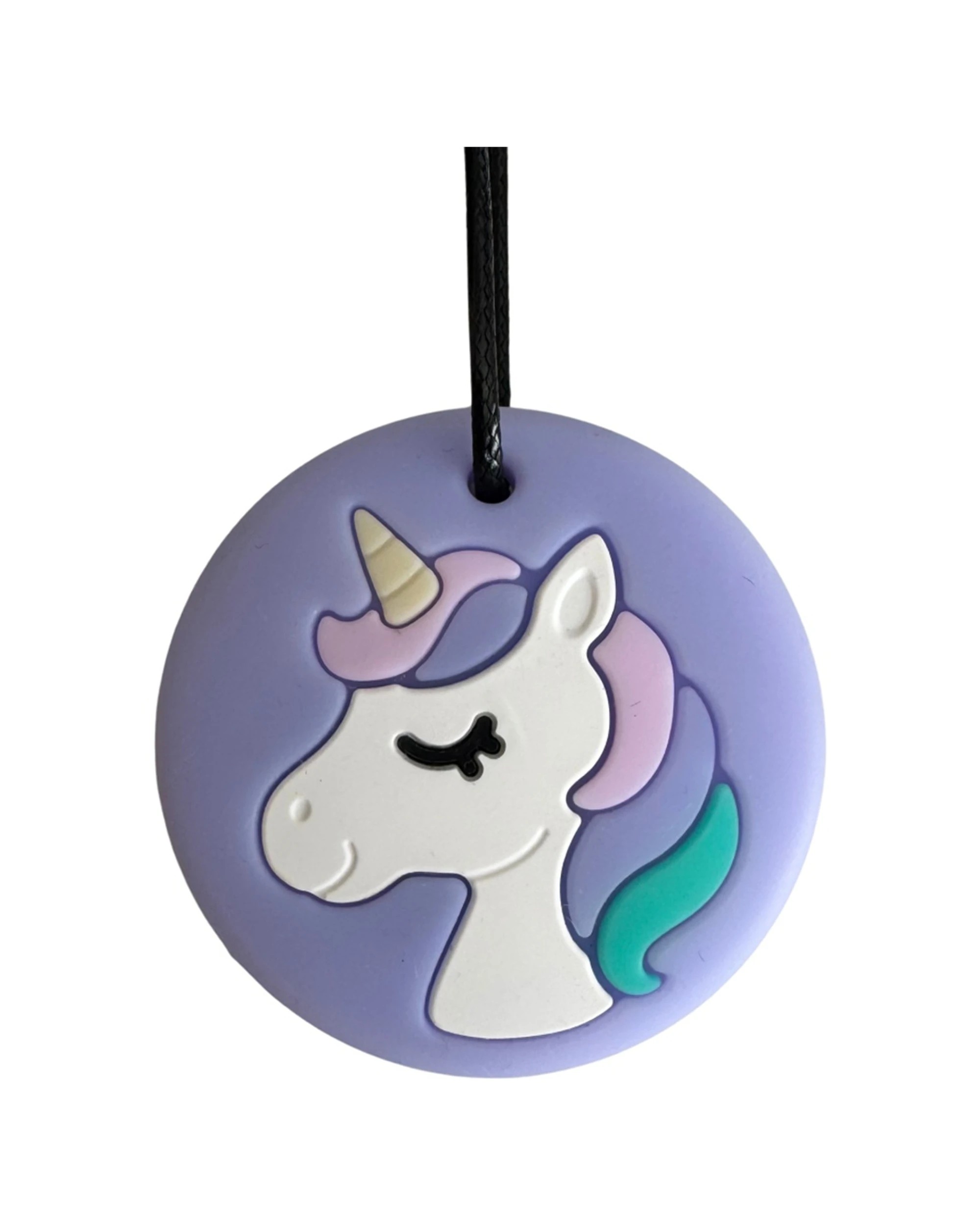 1 Jellystone Designs Kids Unicorn Sensory Pendant Medium Chew Necklace - Purple, 1 of 1