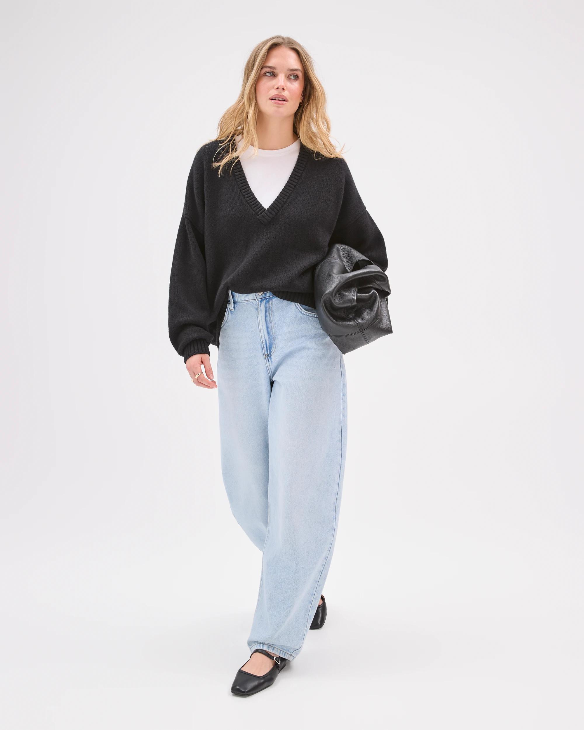 5 Lily Loves Deep V-Neck Jumper BLACK, 5 of 7