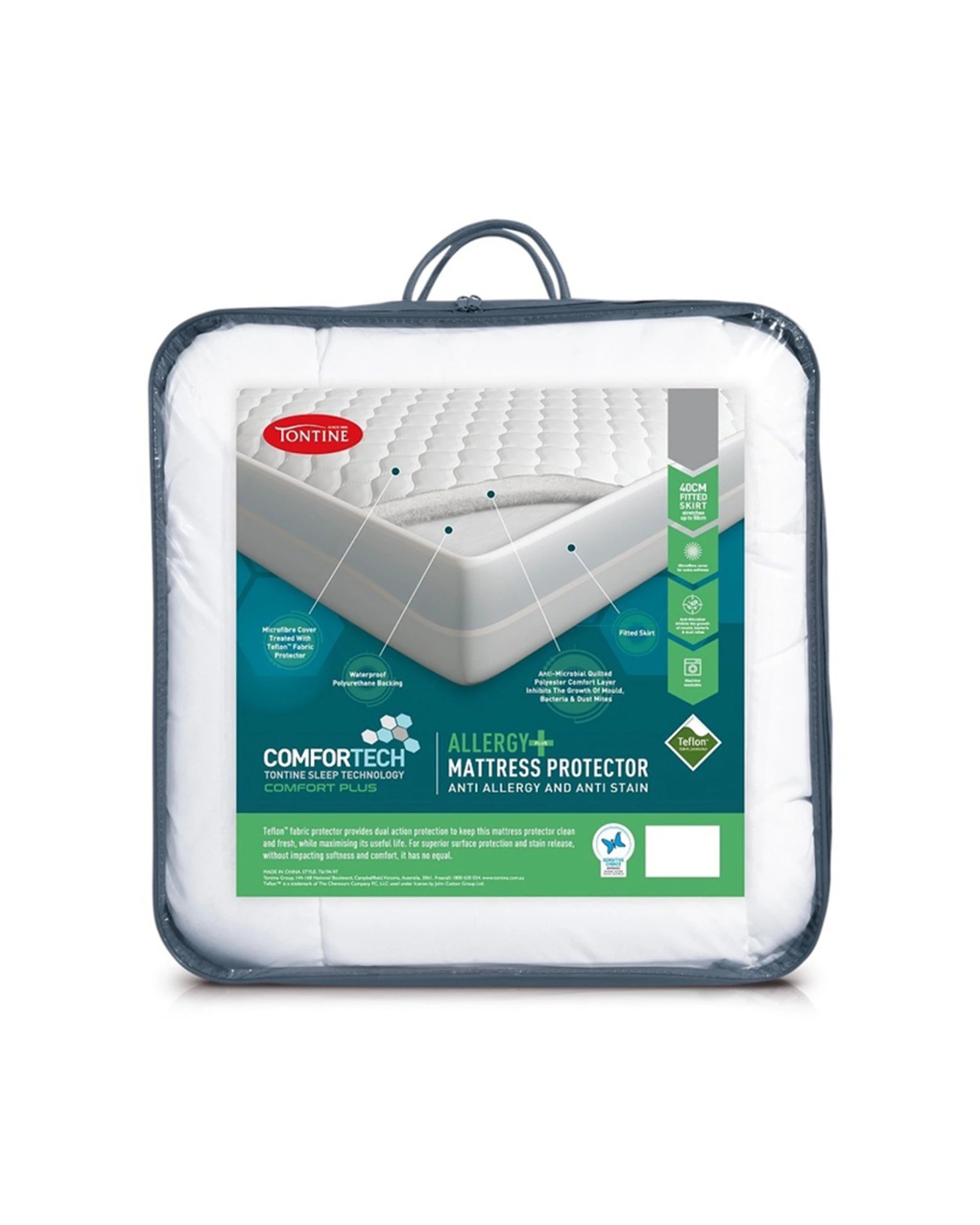 1 Tontine Comfortech Comfort Plus King Bed Anti Allergy Mattress Protector
 - King Bed
 - White, 1 of 3