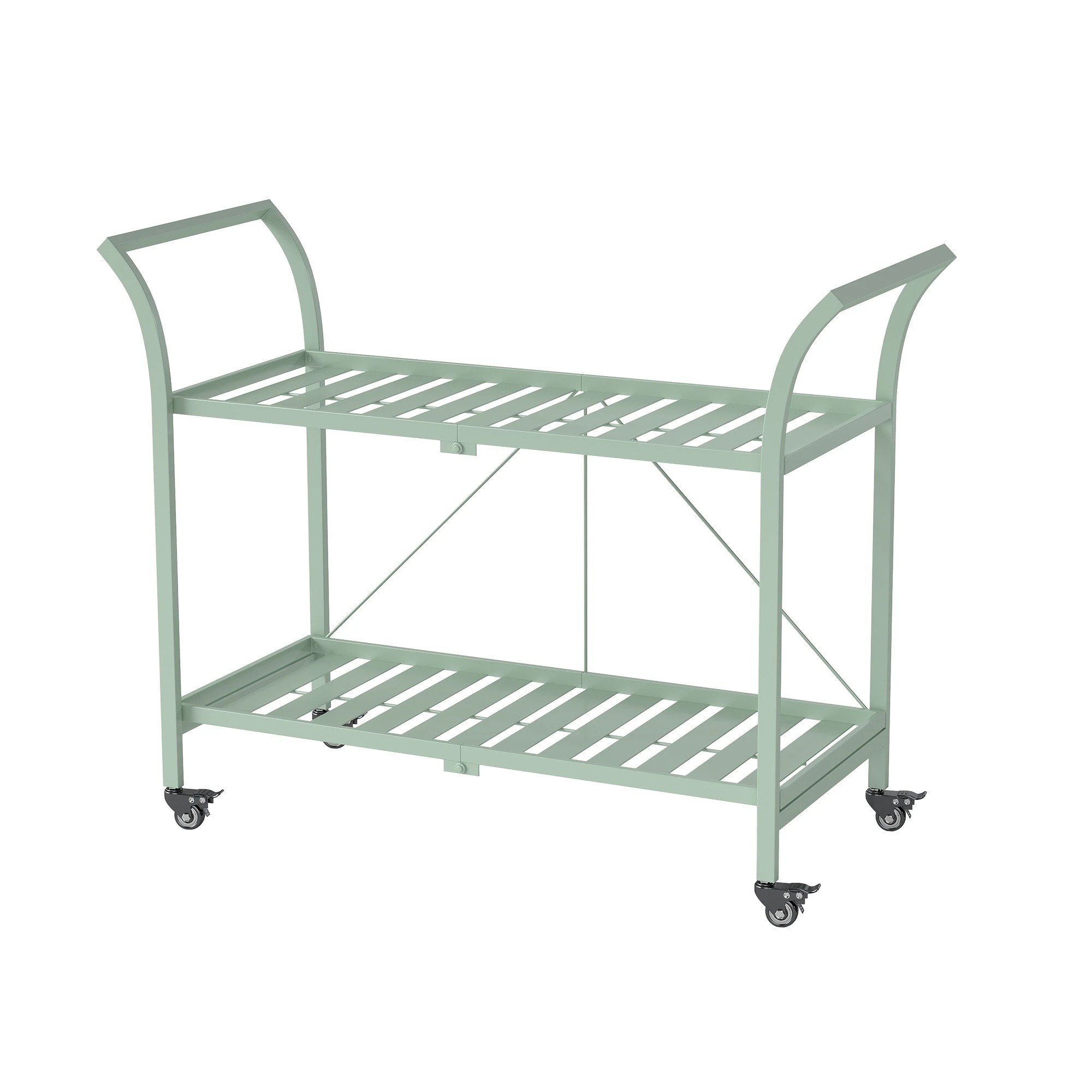 4 Hamptons 2 Tier Metal Bar Cart - Green, 4 of 5