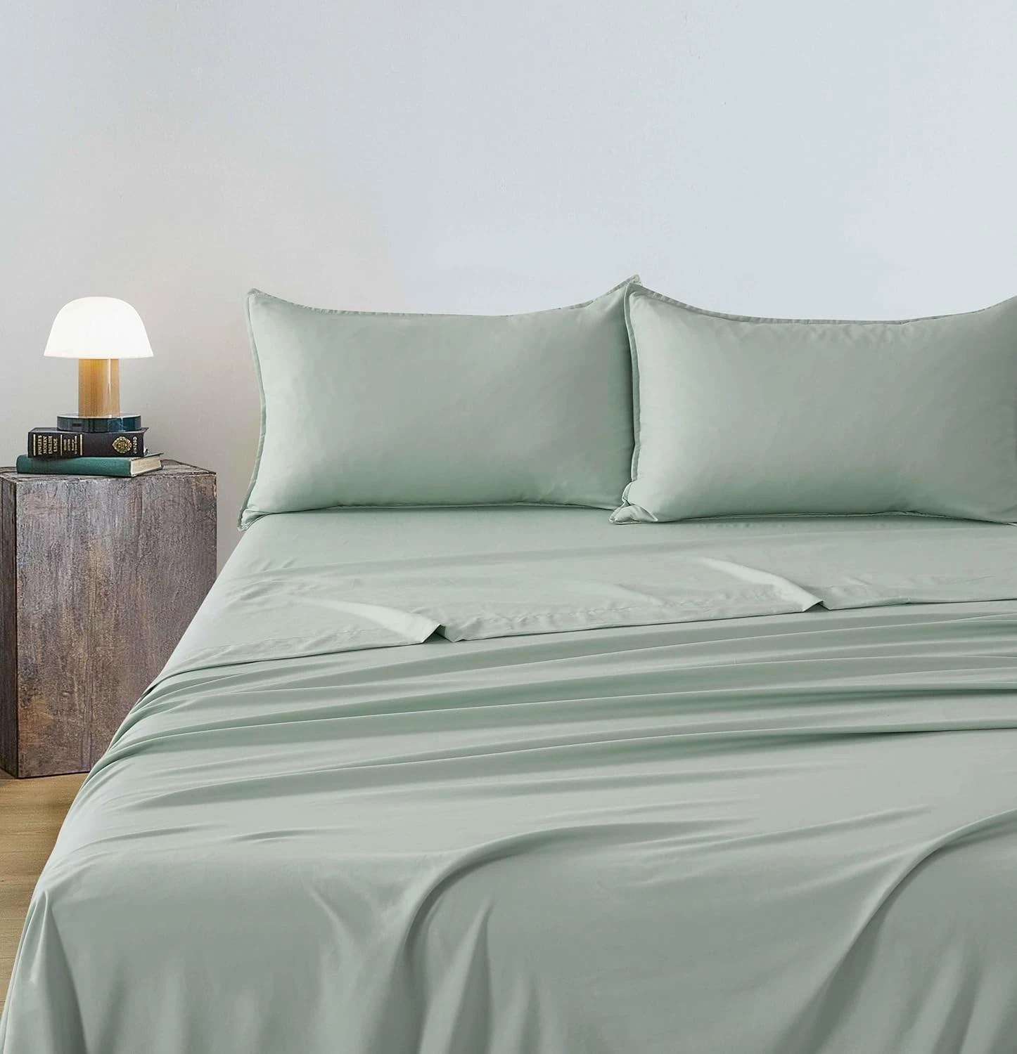 2 CleverPolly 100% Vintage Washed Microfibre Sheet Set - Sage - Single Bed, 2 of 5
