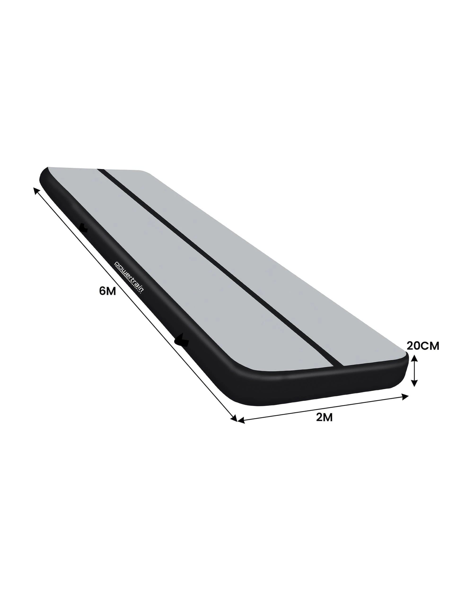 3 Powertrain 6M x 2M 20cm Air Track Gymnastics Tumbling Airtrack Exercise Yoga Mat Balance Beam Inflatable - Black, 3 of 5