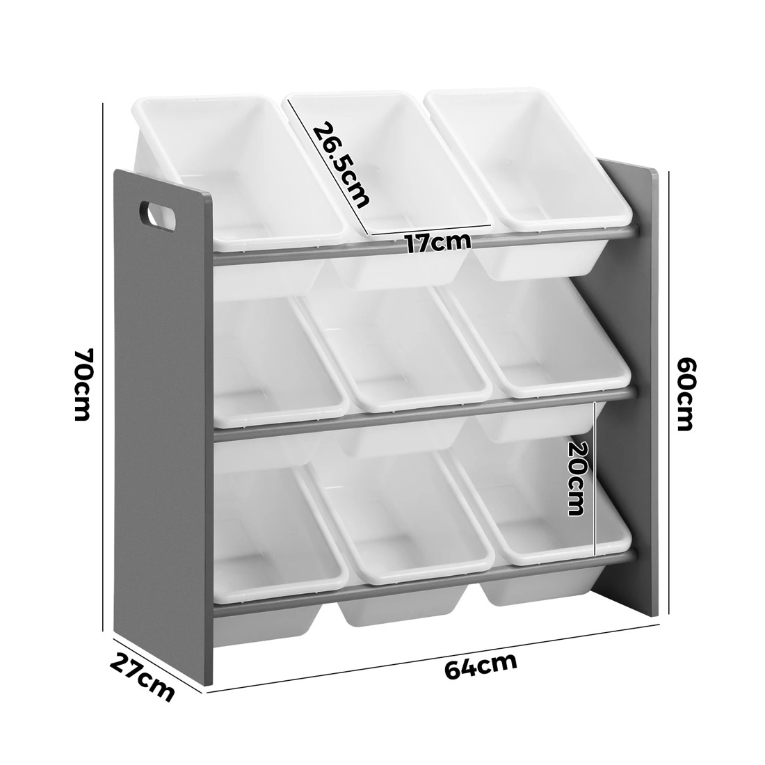 7 Oikiture Kids Toy Box Organiser 9 Bins Display Shelf Storage Rack Drawer
 - Grey, 7 of 7