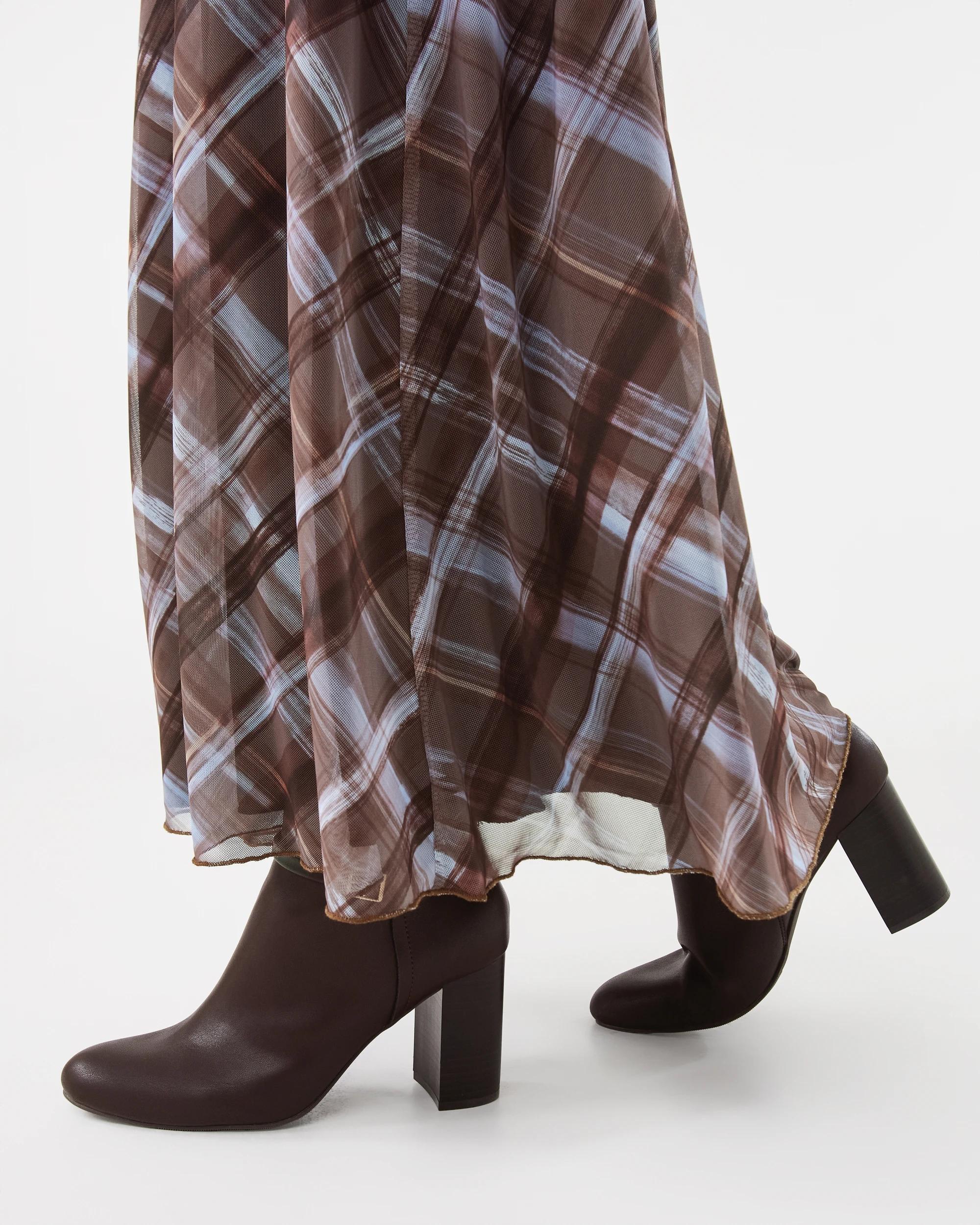 6 Check Mesh Maxi Skirt Choc Chk, 6 of 9