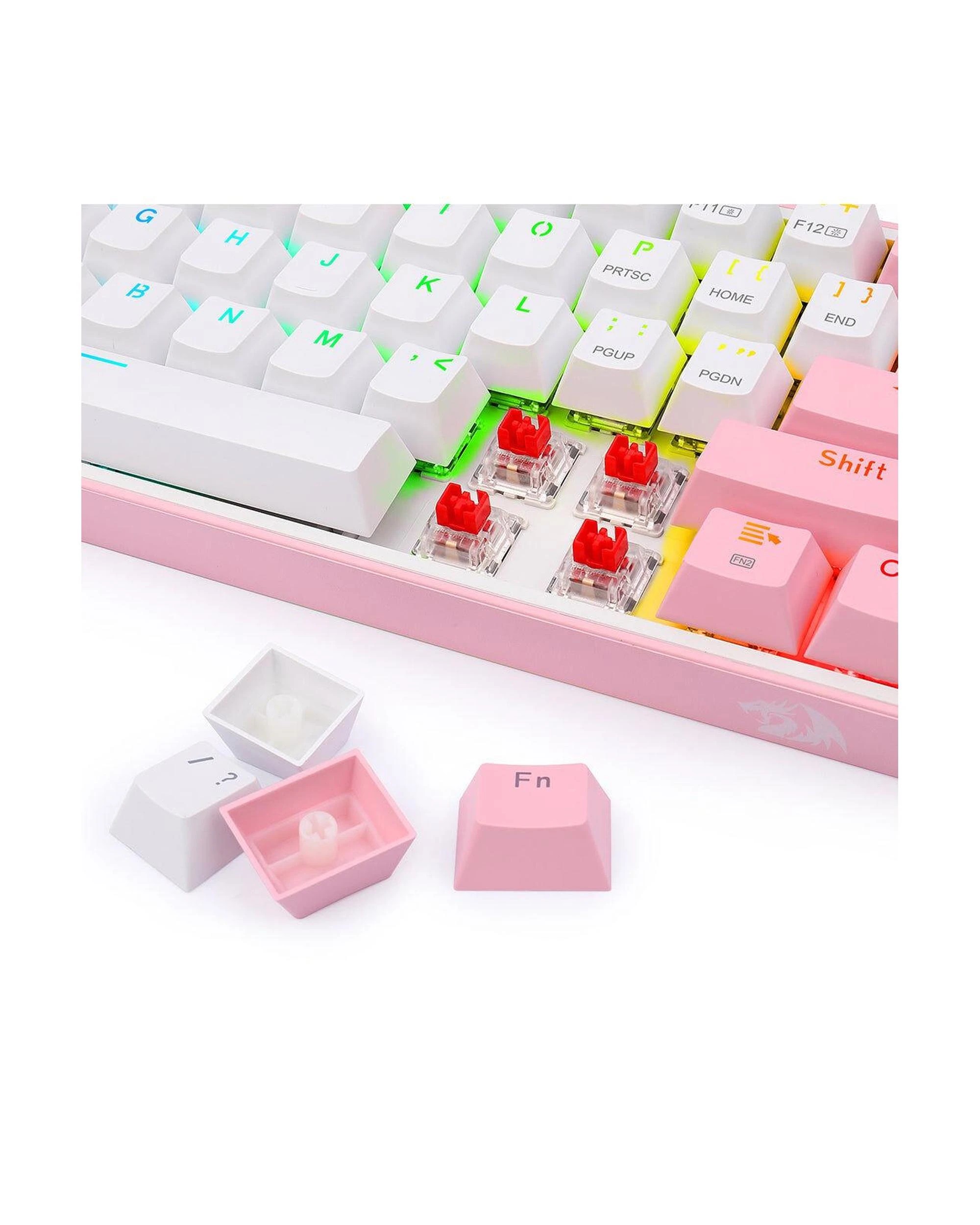 8 Redragon K616 RGB Fizz Pro White Pink 65% TriMode Mechanical Gaming Keyboard, 8 of 9