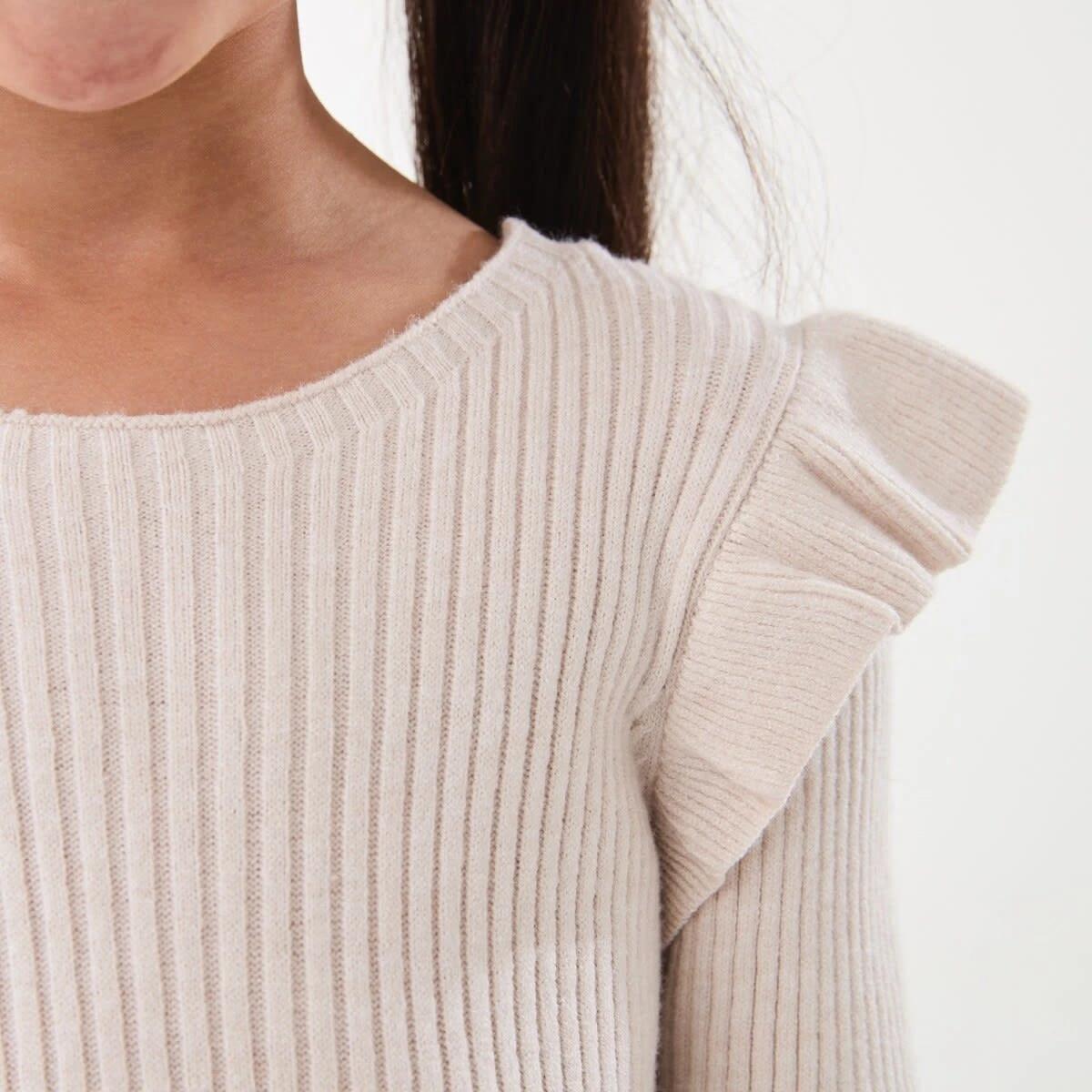 4 Long Sleeve Viscose Knit Dress Crm Marle, 4 of 9