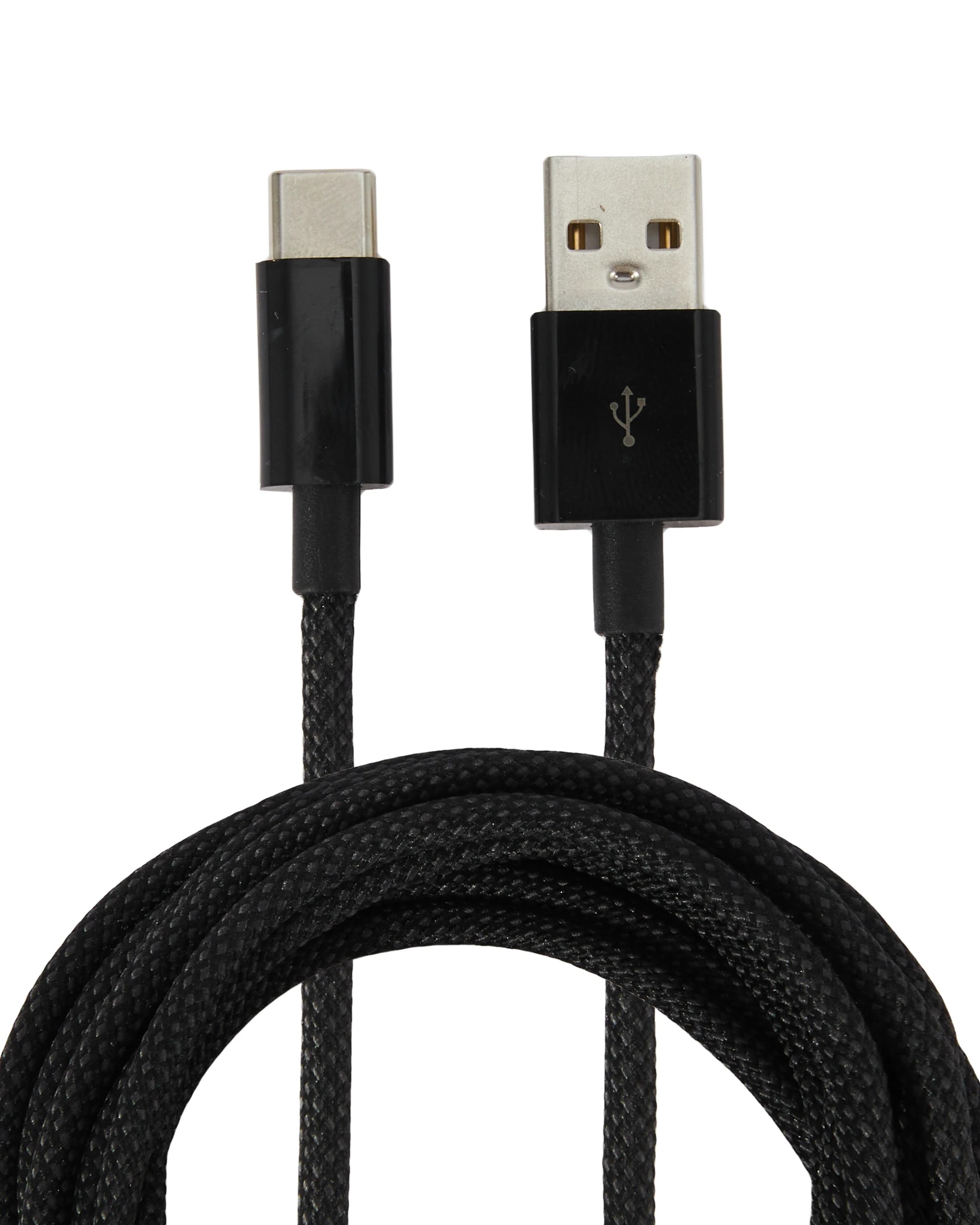 1 2m USB-A to USB-C 60W Braid Cable - Black, 1 of 5