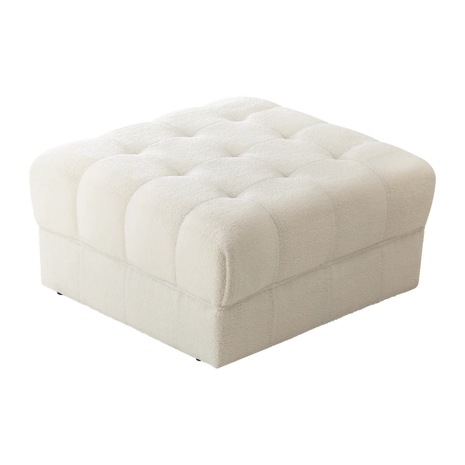 1 Oikiture 1 Seater Boucle Modular Ottoman Lounge Chair Armless Tofu
 - White, 1 of 10