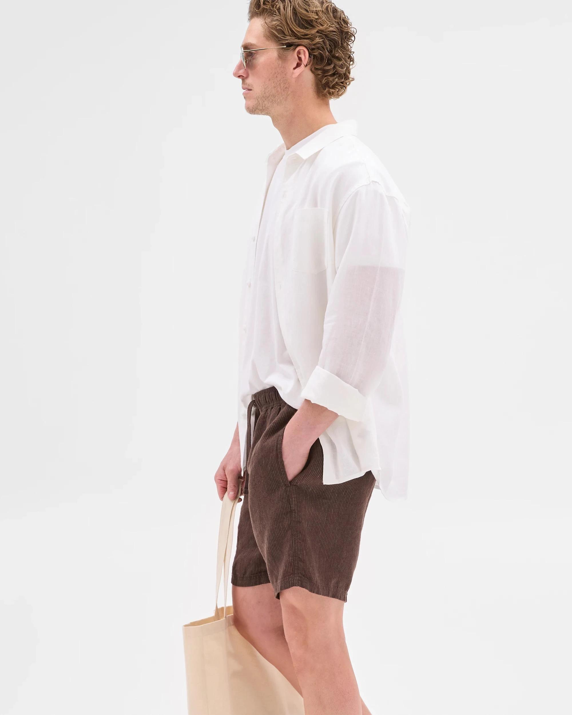 3 Target European Linen Stripe Shorts CHOCOLATE, 3 of 5