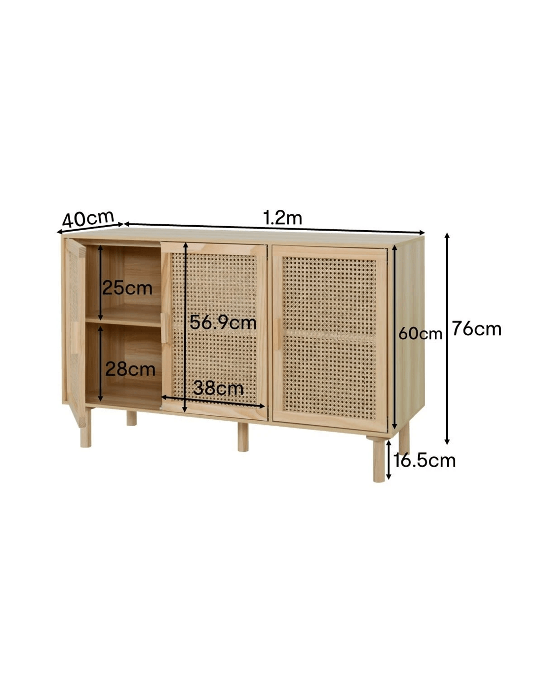 8 Rattan Sideboard with Adjustable Shelves, 8 of 9