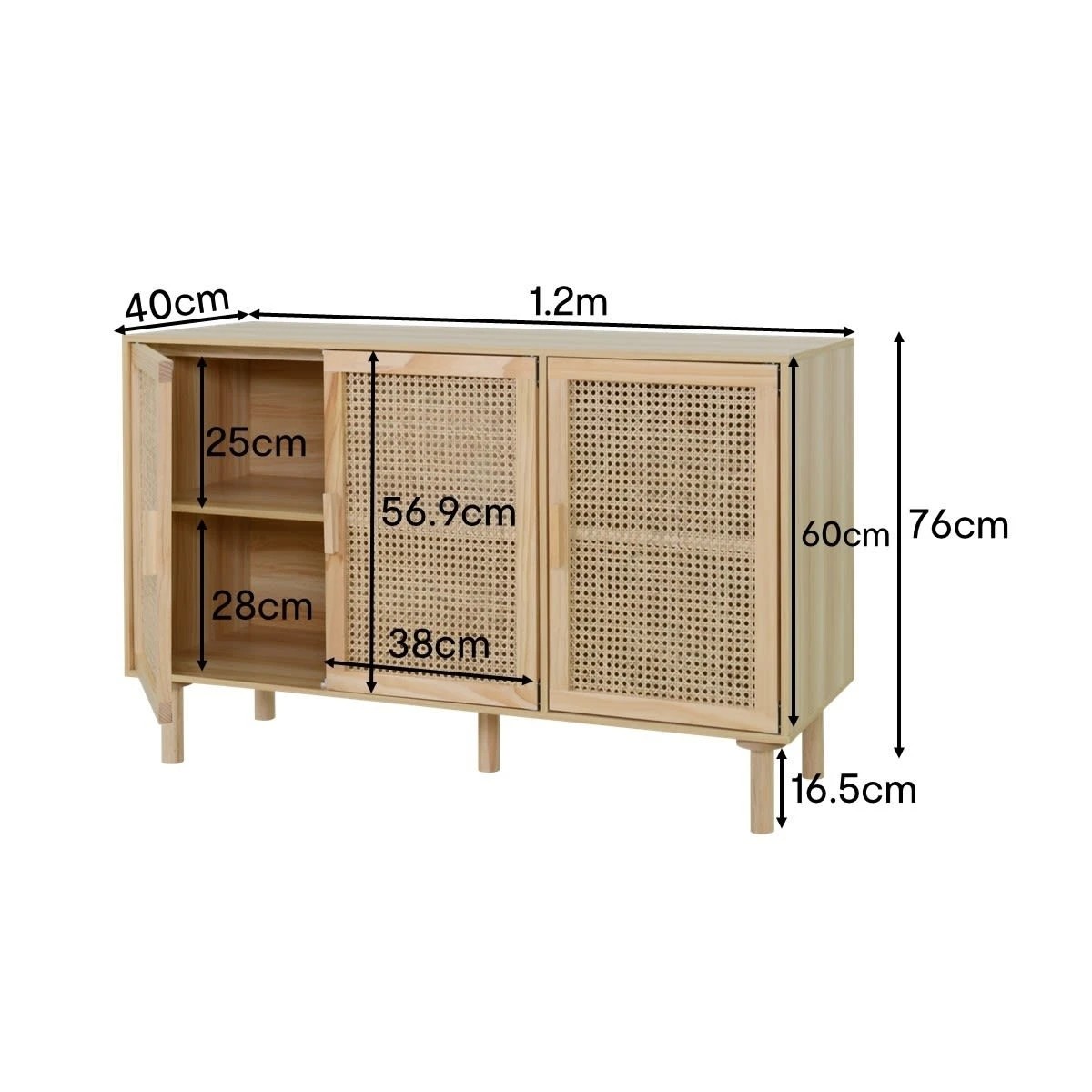 9 Rattan Sideboard with Adjustable Shelves, 9 of 10