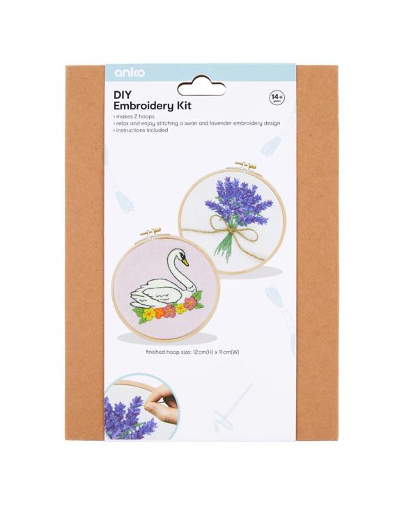 DIY Embroidery Kit - Swan and Lavender