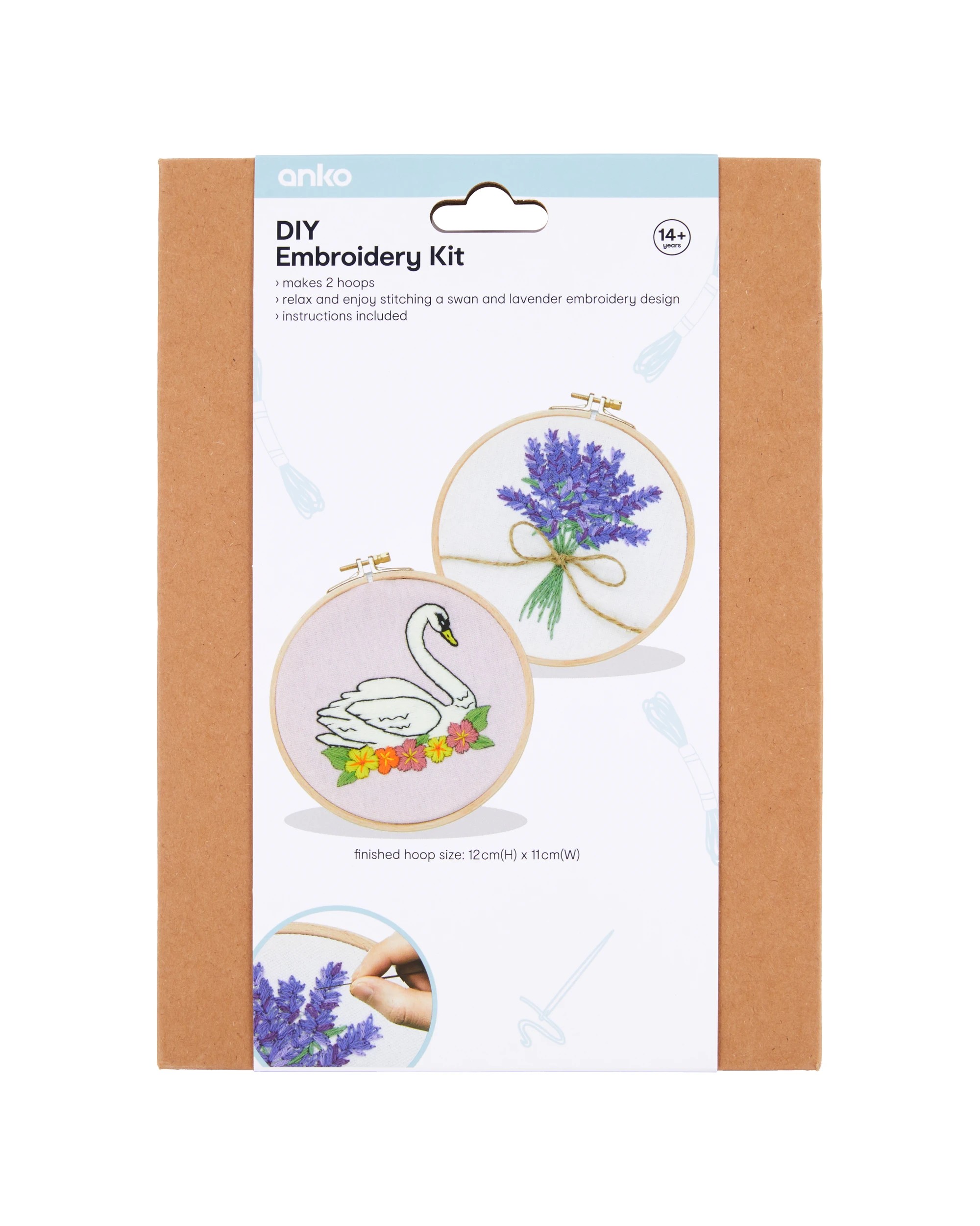 1 DIY Embroidery Kit - Swan and Lavender, 1 of 3