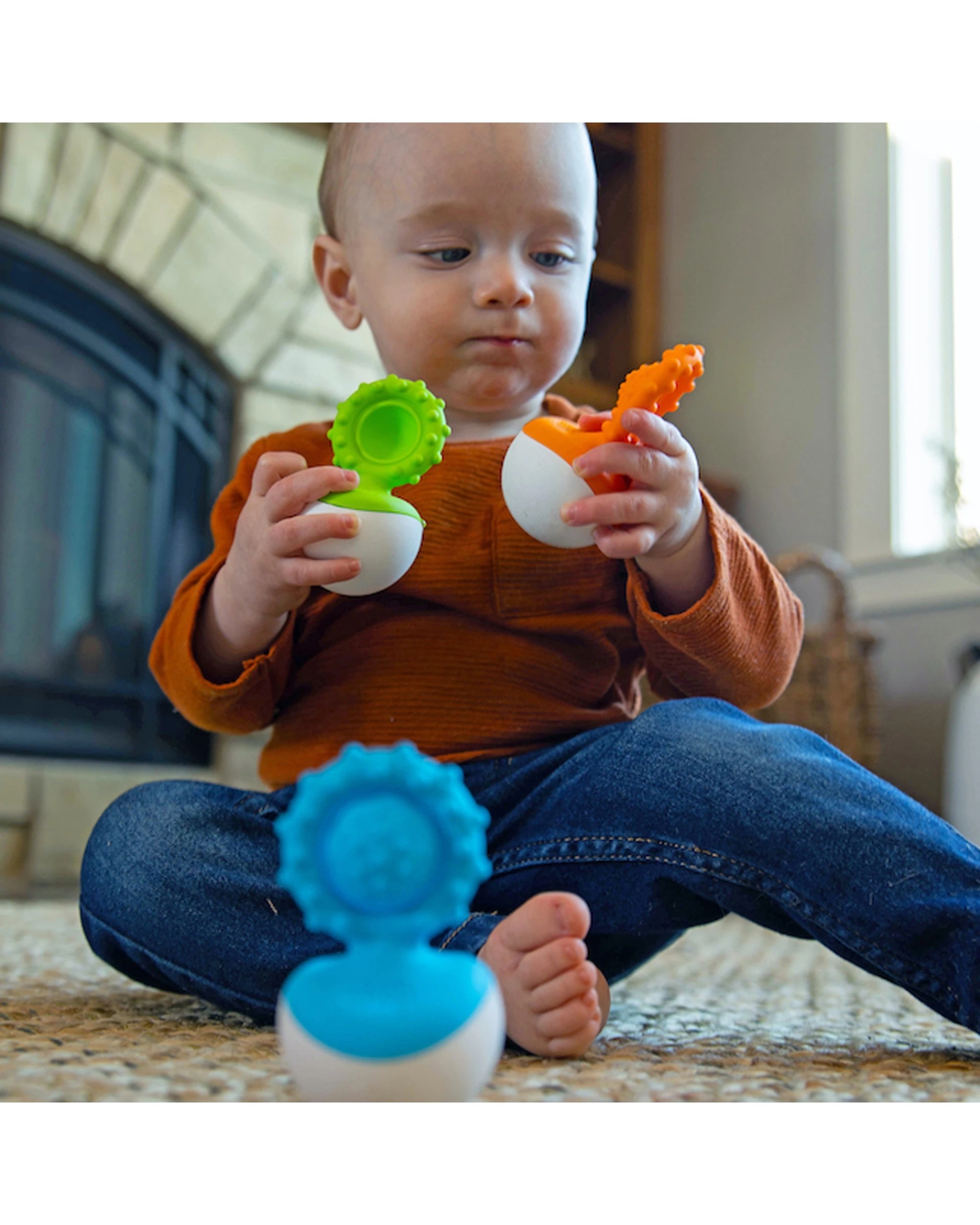 5 Fat Brain Toy Co Dimpl Wobbl Sensory Toy Wobbly Silicone Button - Orange, 5 of 5