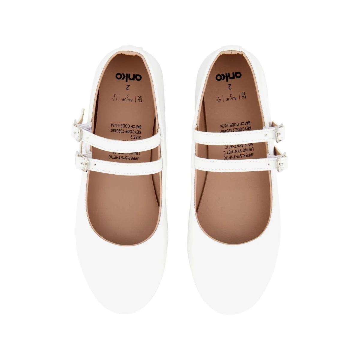2 Senior Double Buckle Flats WHITE, 2 of 5