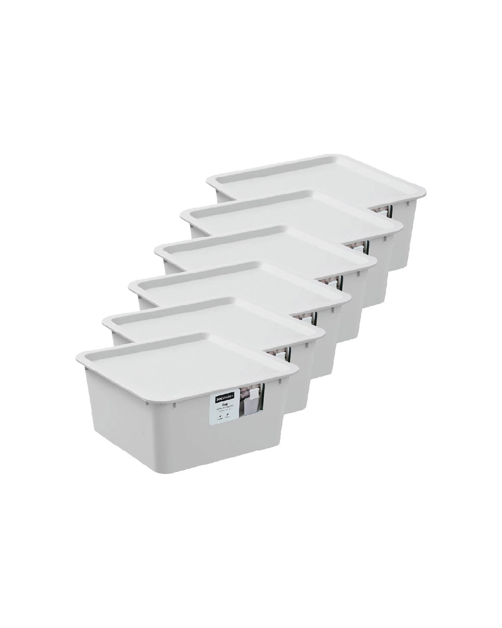 1 Boxsweden 6PK Stackable Square Tidy Storage Box With Lid 27cm 6L - Assorted, 1 of 9