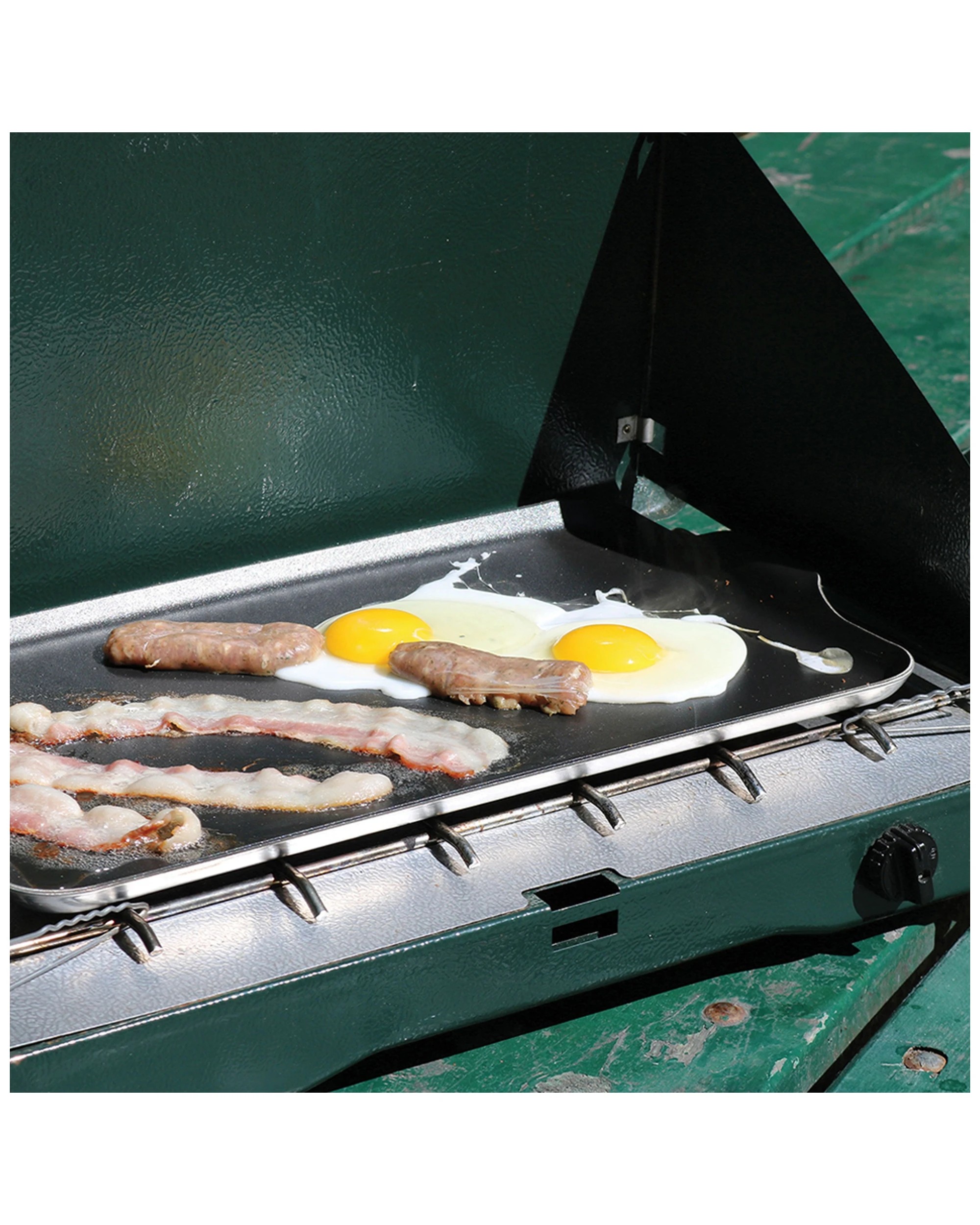 3 Coghlans Non Stick Aluminium Camp Griddle Heavy Gauge Two Burner - Black, 3 of 3