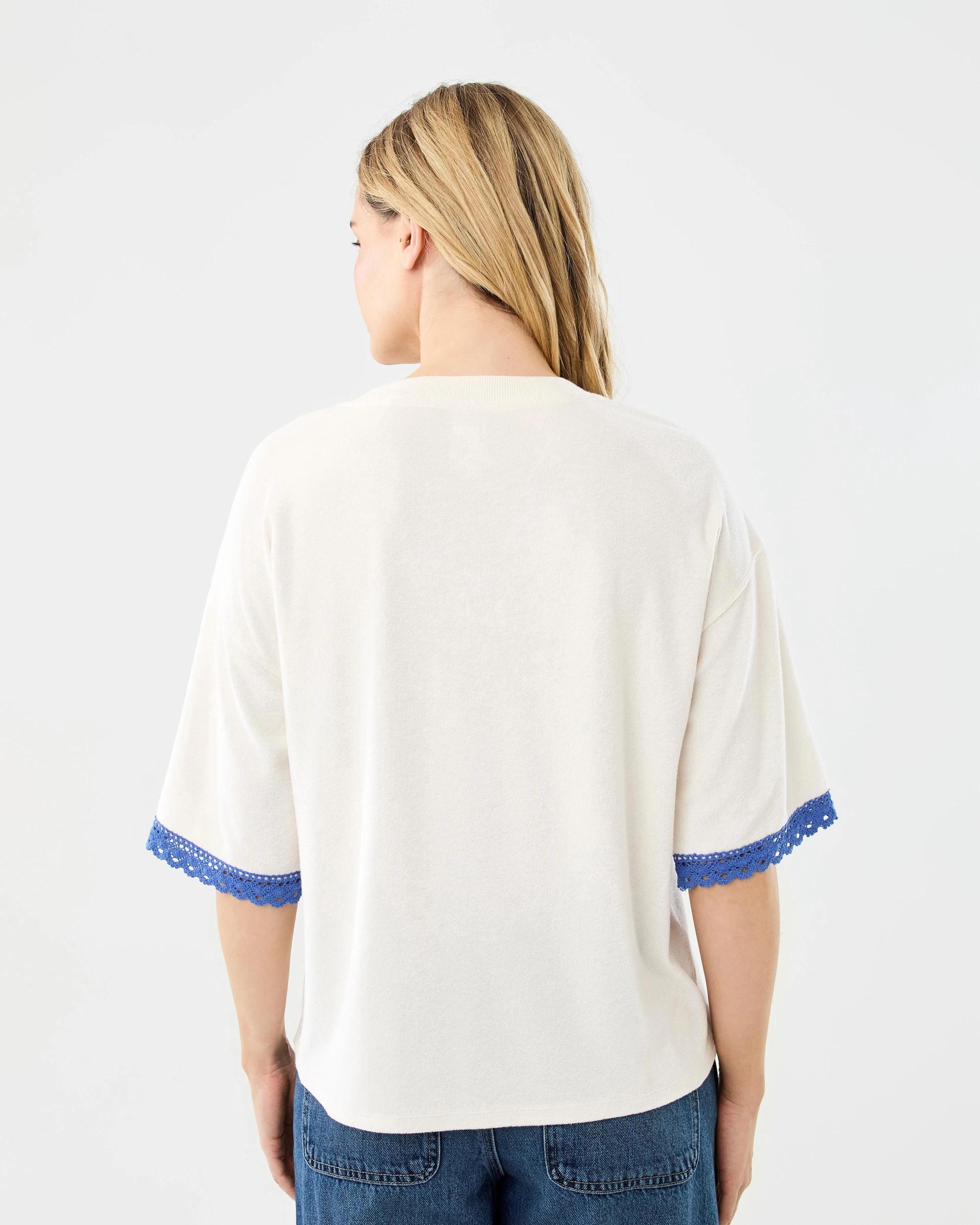 3 Short Sleeve Lace Trim Terry Sweatshirt Prtn White, 3 of 6