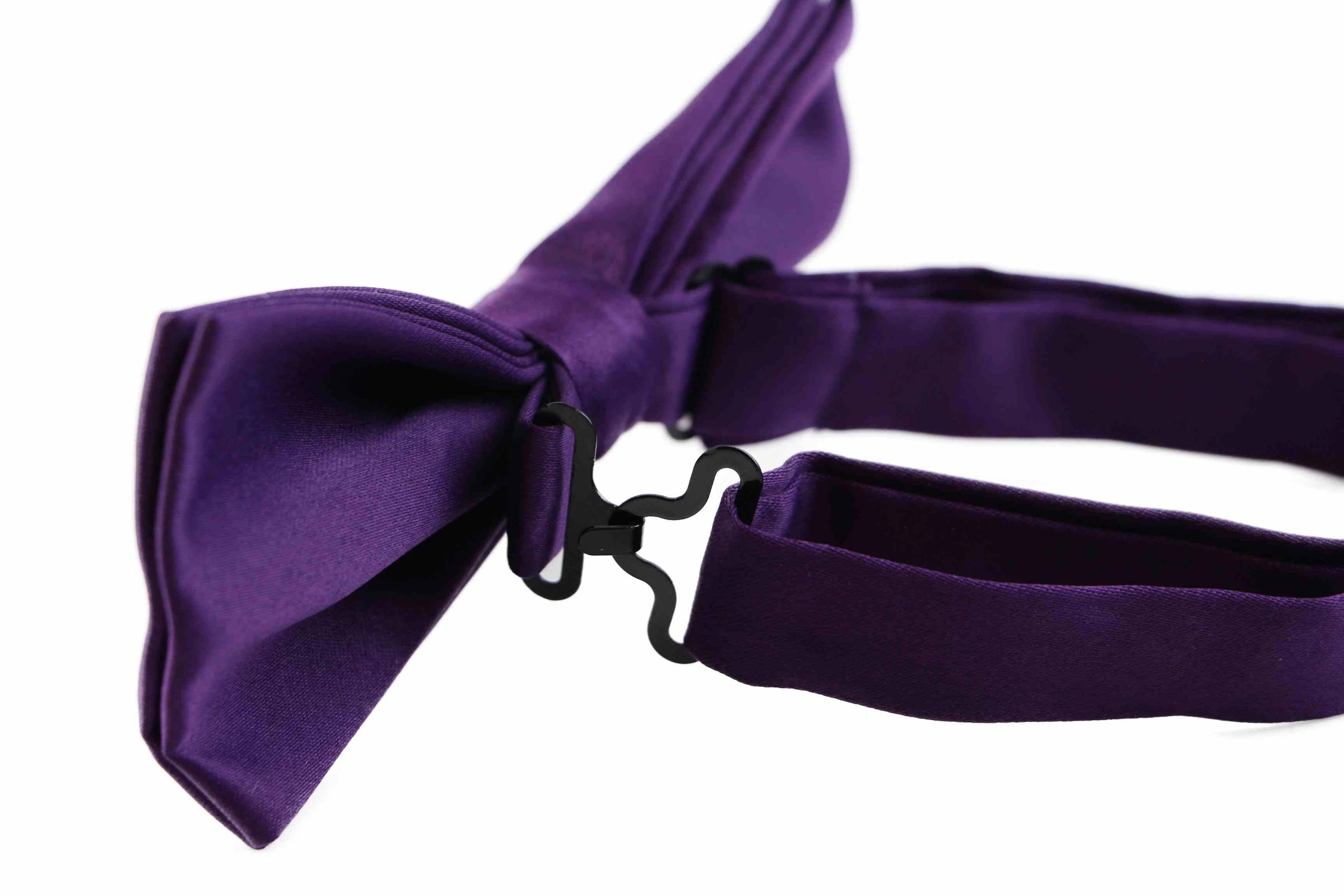 2 Zasel Mens Matt Solid Plain Dark Purple Colour Bow Tie - Purple, 2 of 3