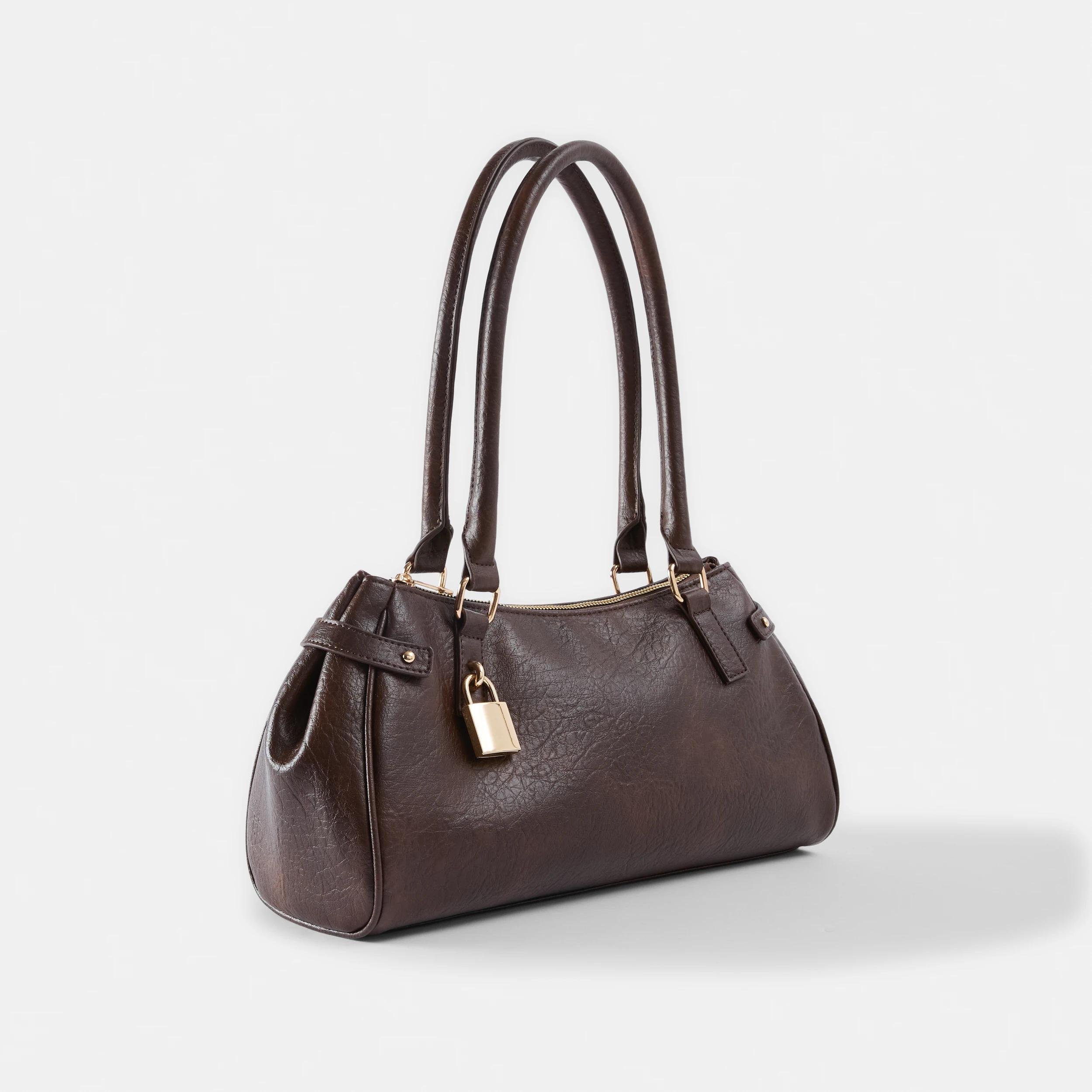 4 Padlock Shoulder Bag Choc Plum, 4 of 6