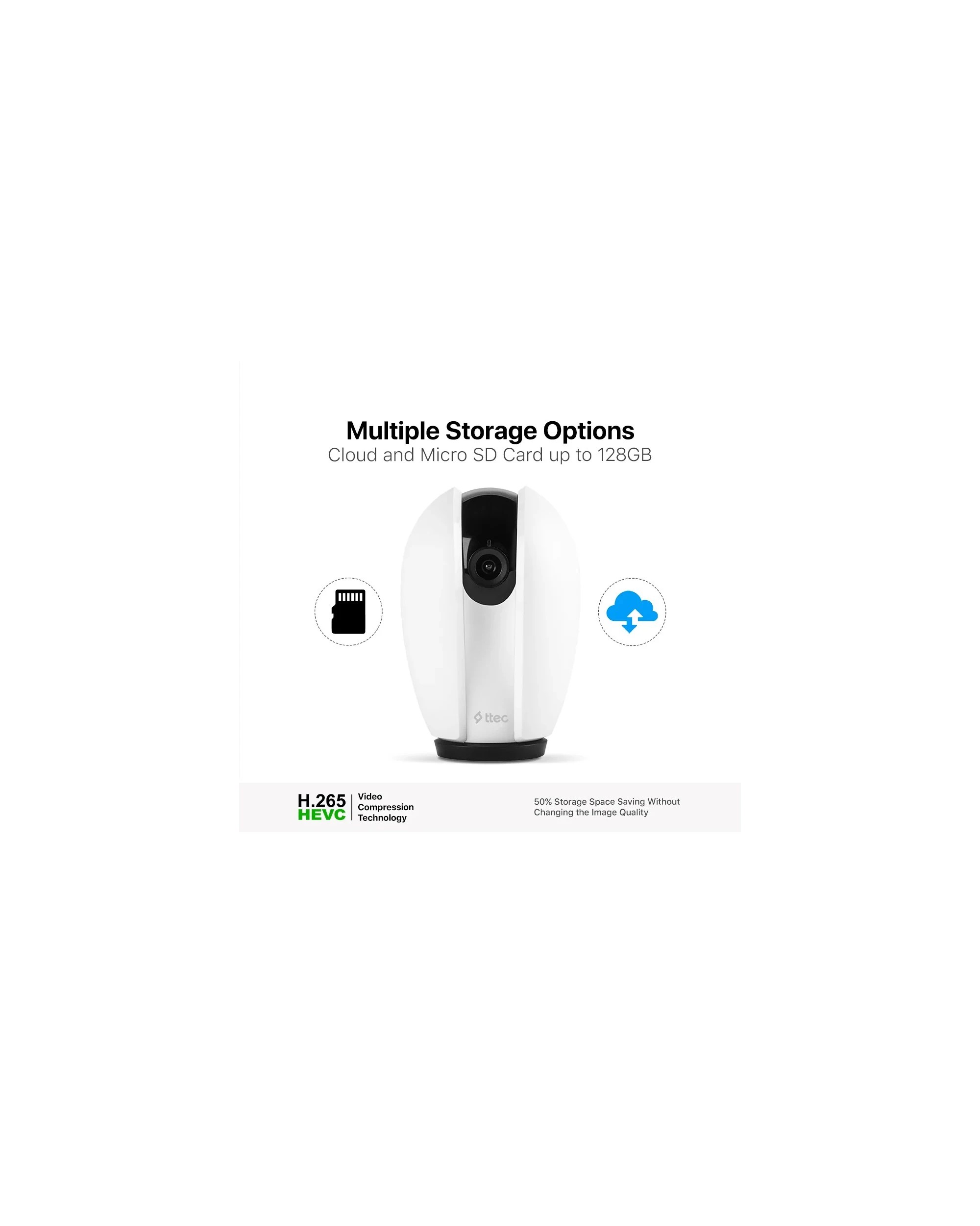 7 ttec Wizi Pro 3MP 360° Wi-Fi Smart Indoor Camera - White, 7 of 9