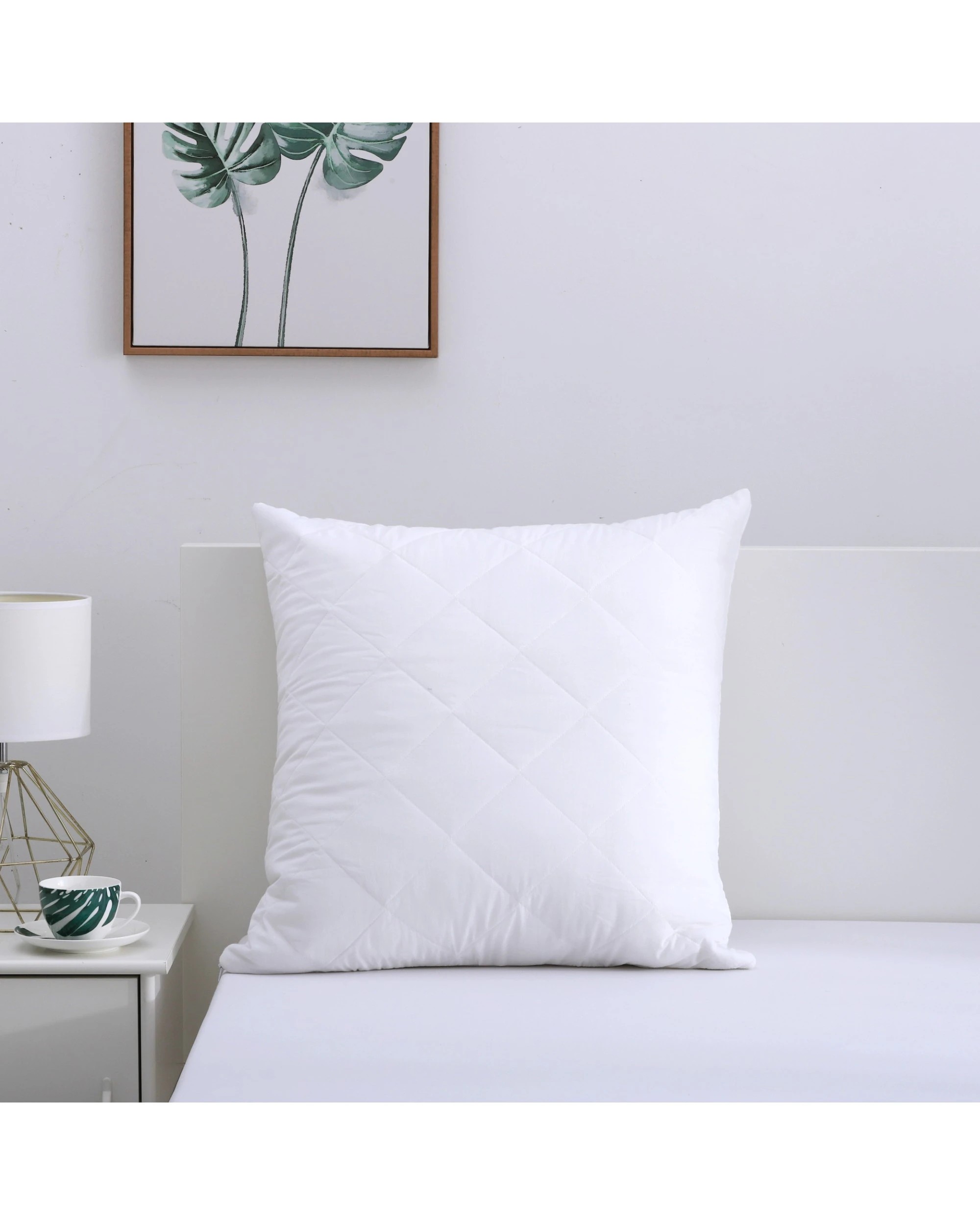 1 Dreamaker Cotton Cover Quilted Pillow Protector Euro - White, 1 of 5