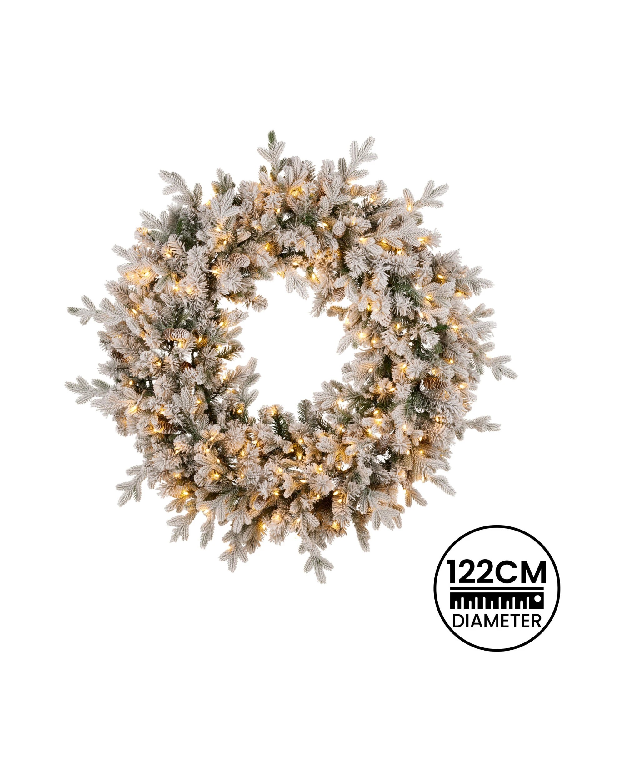 3 Christabelle Large 1.2m Christmas Wreath Snowy Dorchester with LED Lights Front Door Decoration Ornament, 3 of 8