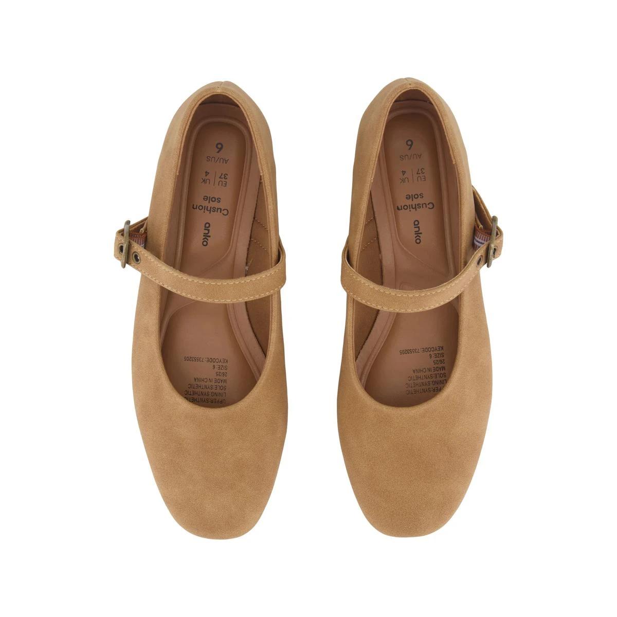 2 Soft Strap Ballet Flats CARAMEL TAN, 2 of 3