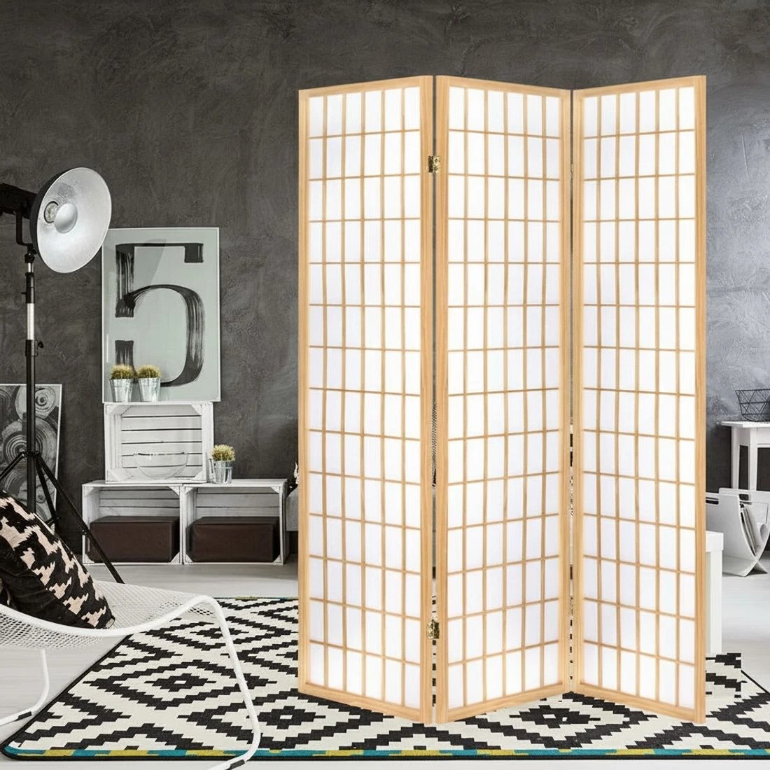 6 Artiss 3 Panel Room Divider Screen 131x179cm Natural - Natural, 6 of 8