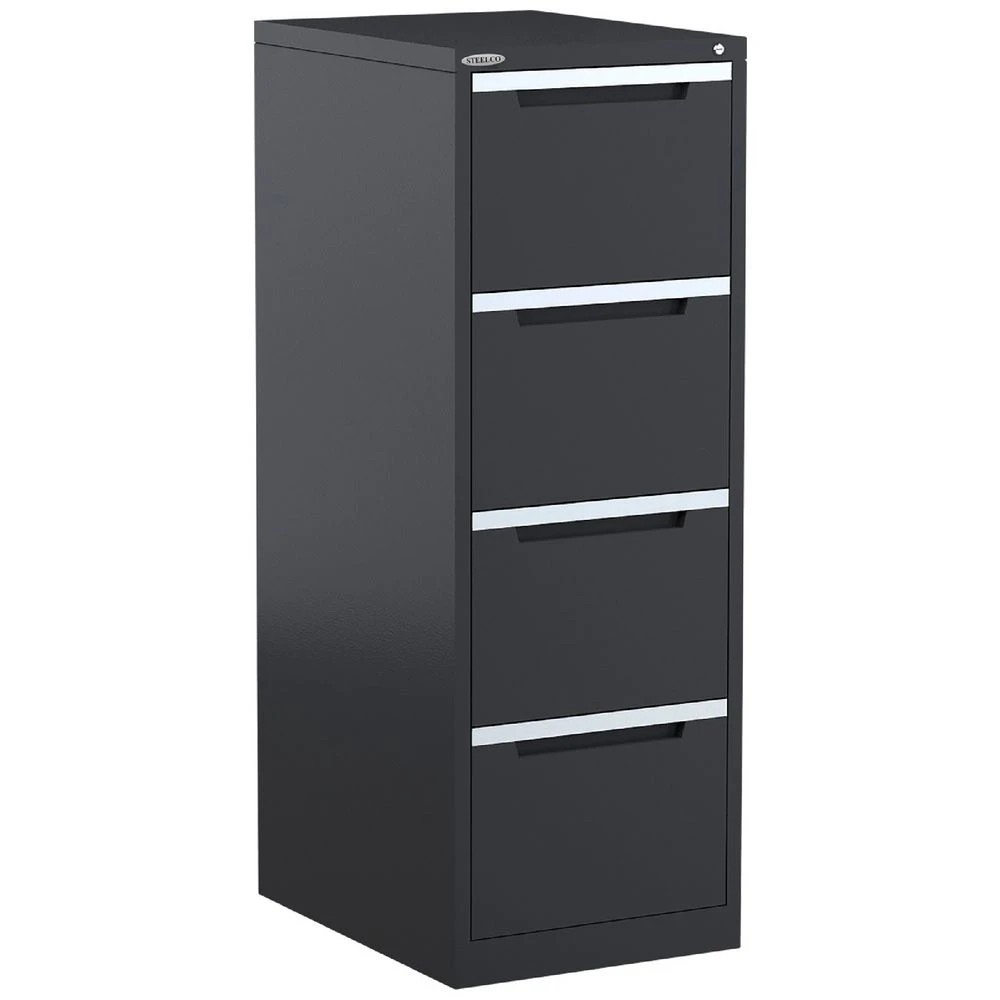 1 Steelco 4 Drawer Filing Cabinet Graphite Ripple Cabinets Filing Drawer Cabinets, 1 of 2