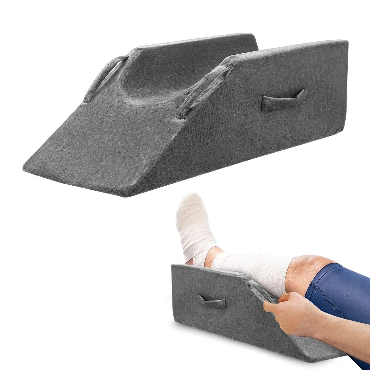 2 LUXDREAM Leg Elevation Pillow Bed Wedge Foam Contour Ergonomic Support Cushion Rest Raiser with Cover Handles, 2 of 3