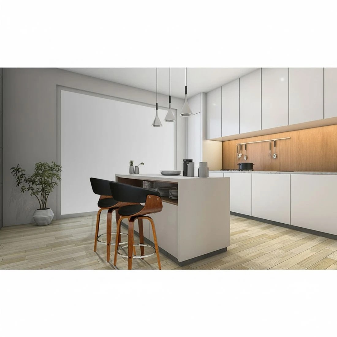 5 Artiss 4x Bar Stools Swivel PU Seat Wooden - Black, 5 of 7