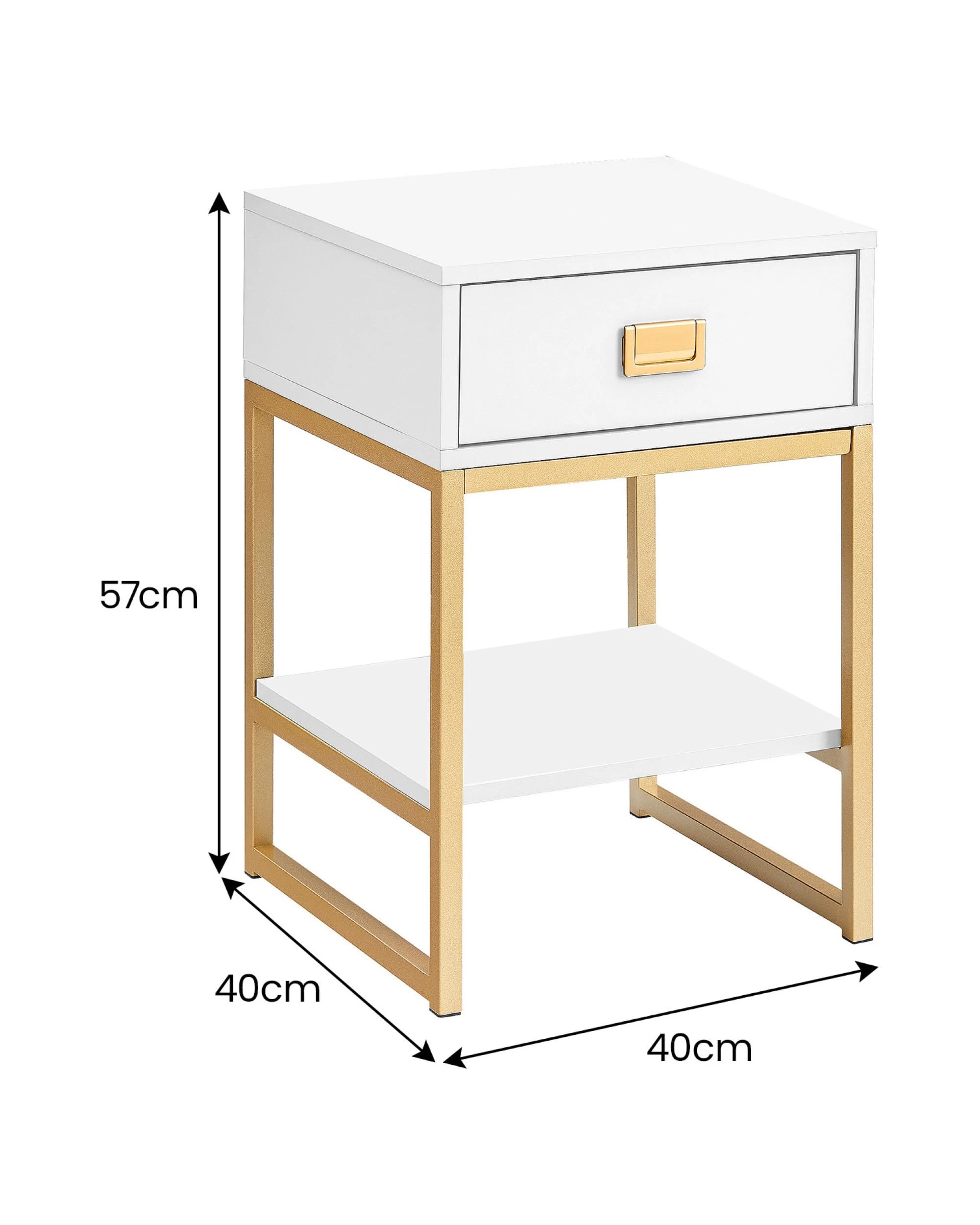 3 Sarantino Alessia Bedside Table Side Drawer Nightstand - White, 3 of 5