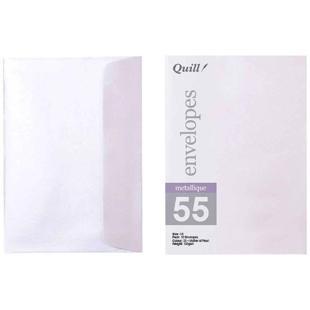 1 Quill C6 Envelopes Metallique Pearl 10 Pack, 1 of 2