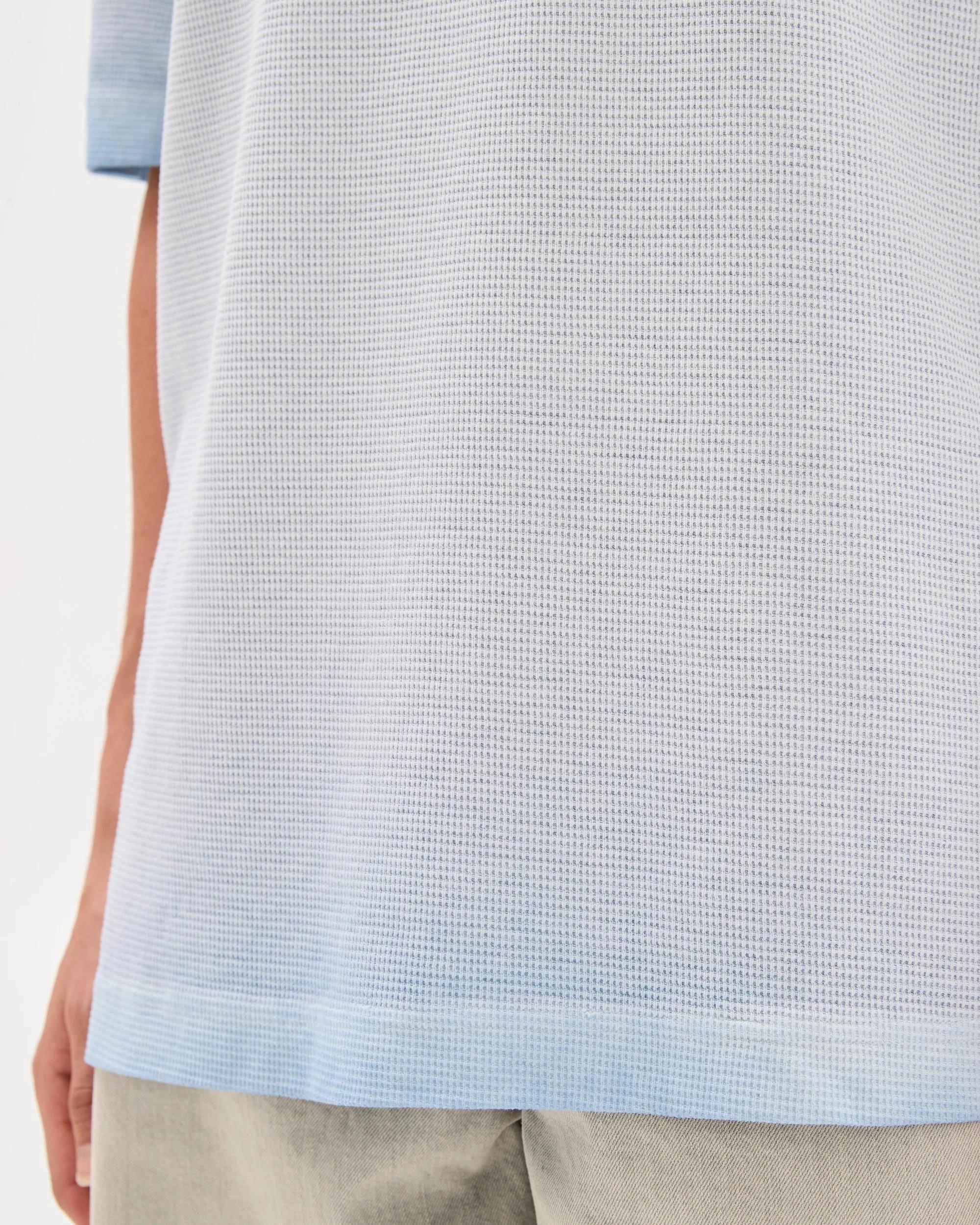 6 Commons Australian Cotton Blend Waffle T-Shirt BLUE FOG, 6 of 7