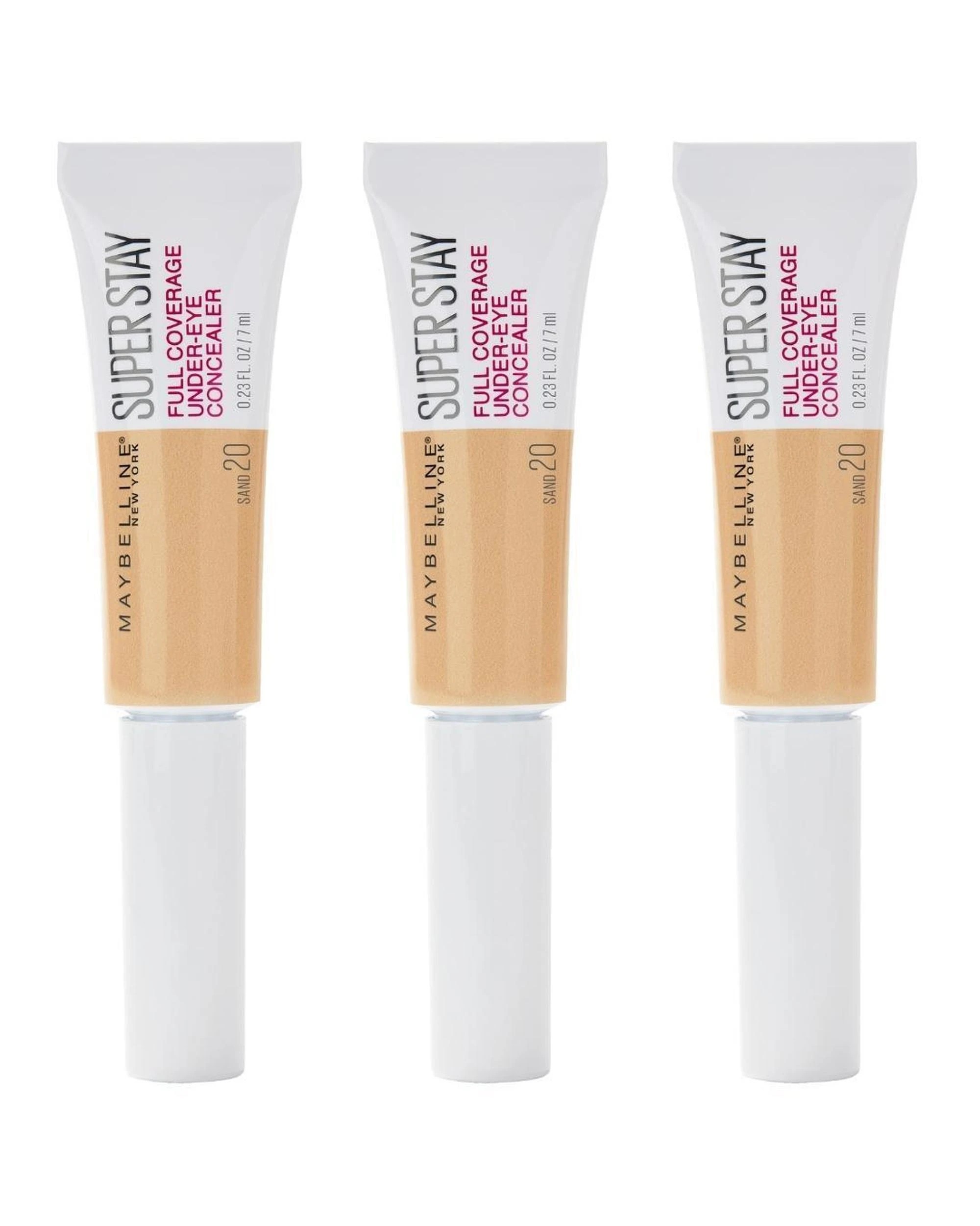 1 3 x Maybelline SuperStay Full Coverage Under Eye Concealer 6mL - 20 Sand - Yellow, 1 of 2