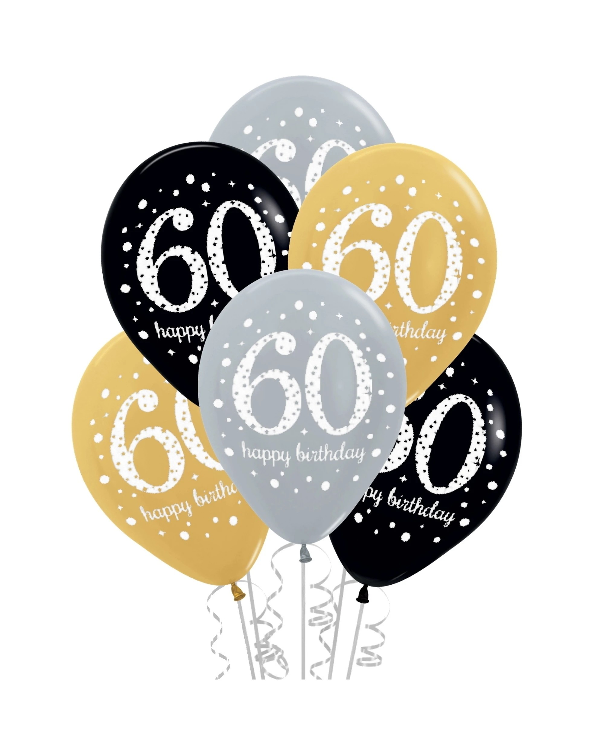 1 Amscan Inc. Sparkling Celebration 60th Birthday Balloons Pack of 6 - Metallic, 1 of 1